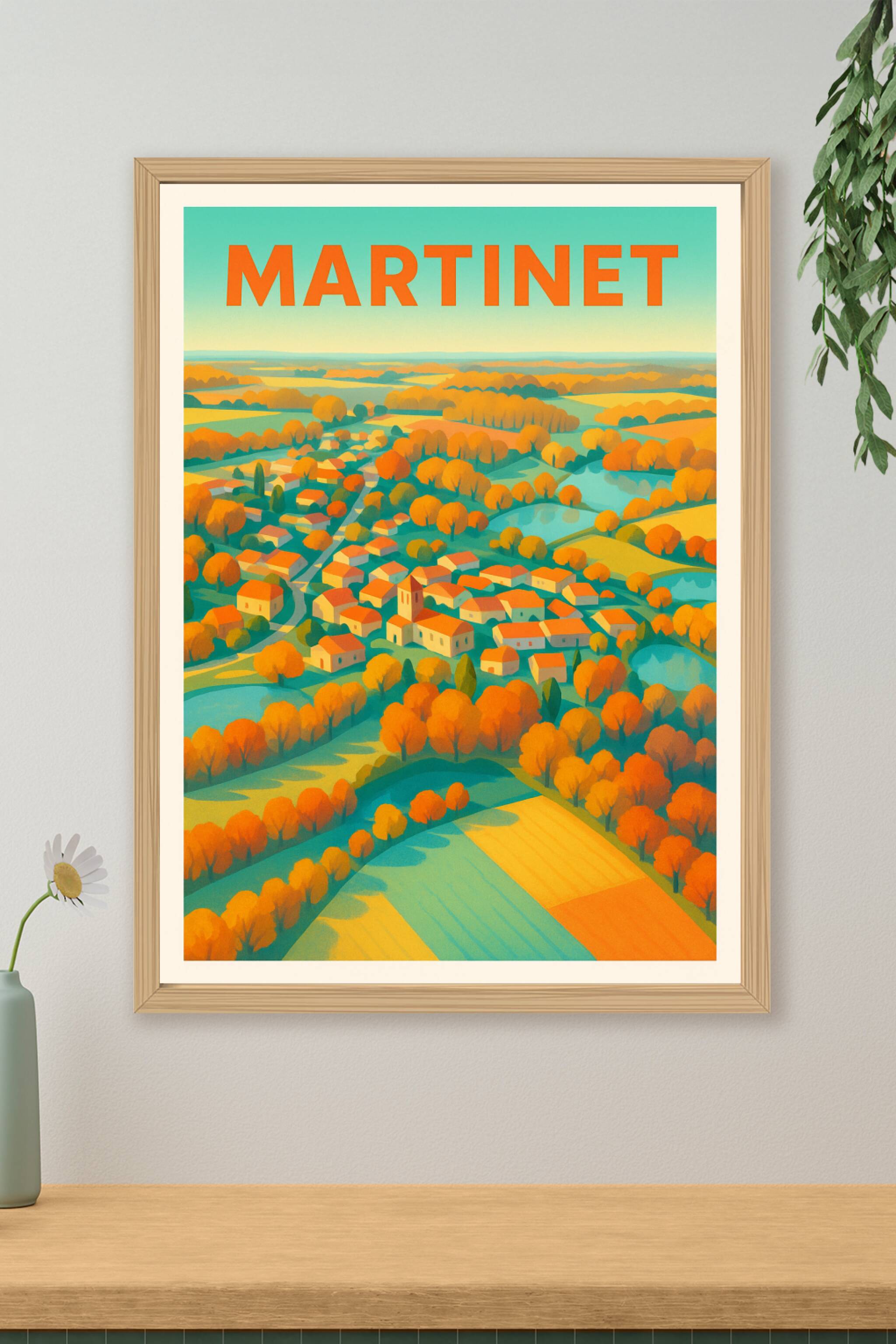 Affiche de Martinet - L'éclat chaleureux d'un village d'automne
