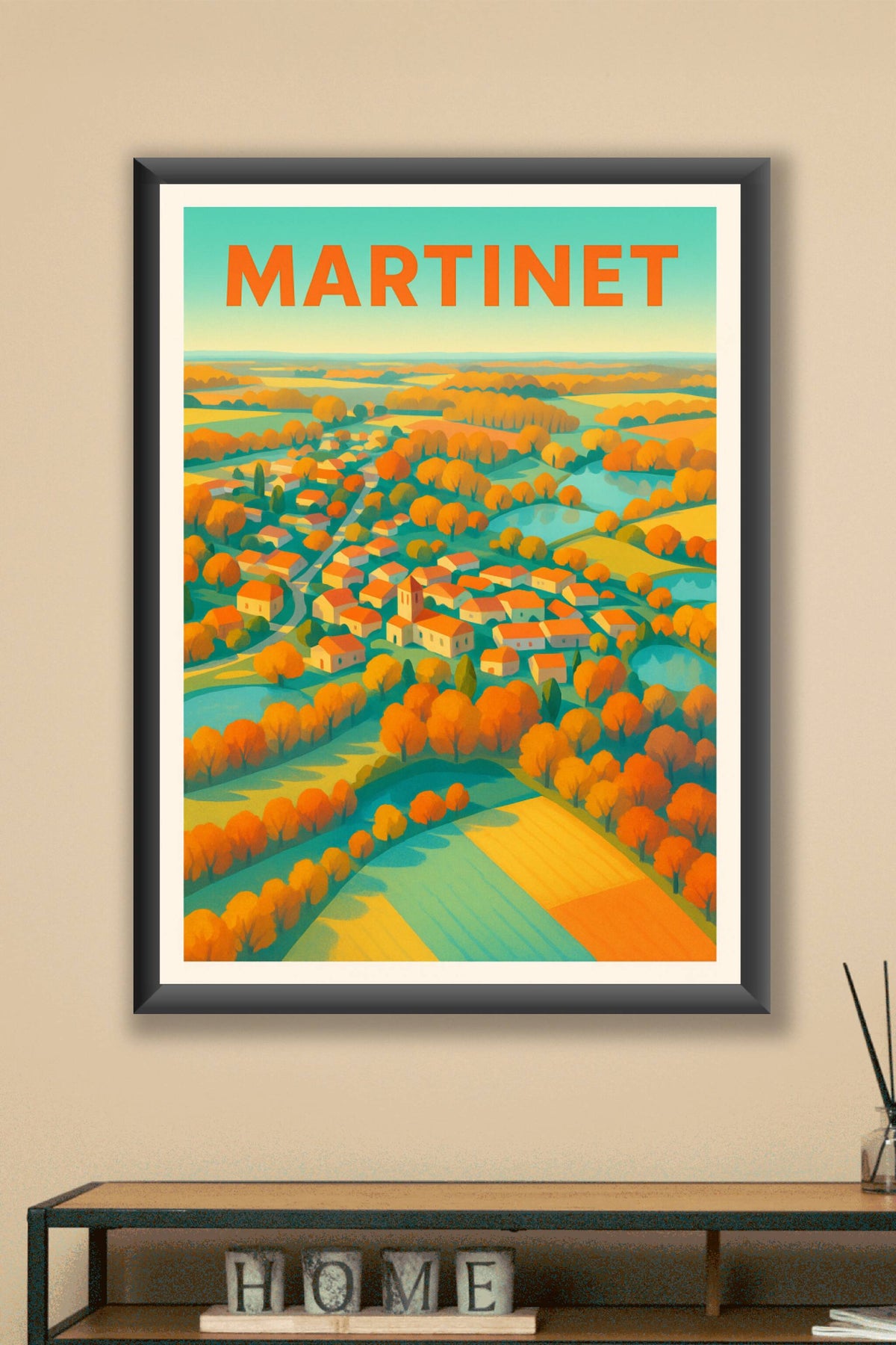 Affiche de Martinet - L'éclat chaleureux d'un village d'automne