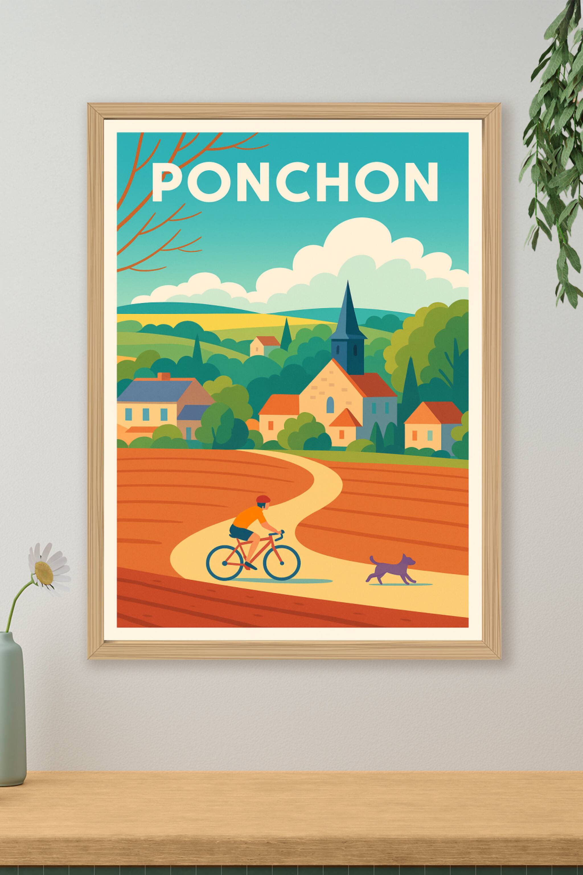 Affiche de Ponchon - Charme bucolique et liberté à vélo