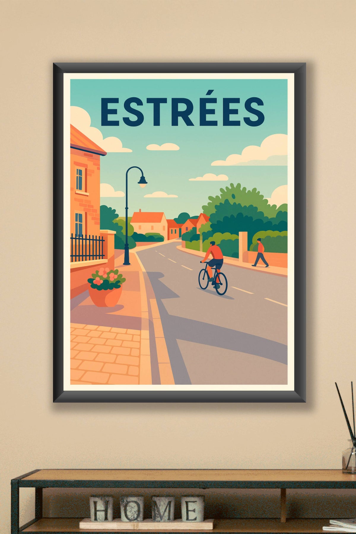 Affiche de Estrées - Douceur de vie à vélo dans un village paisible
