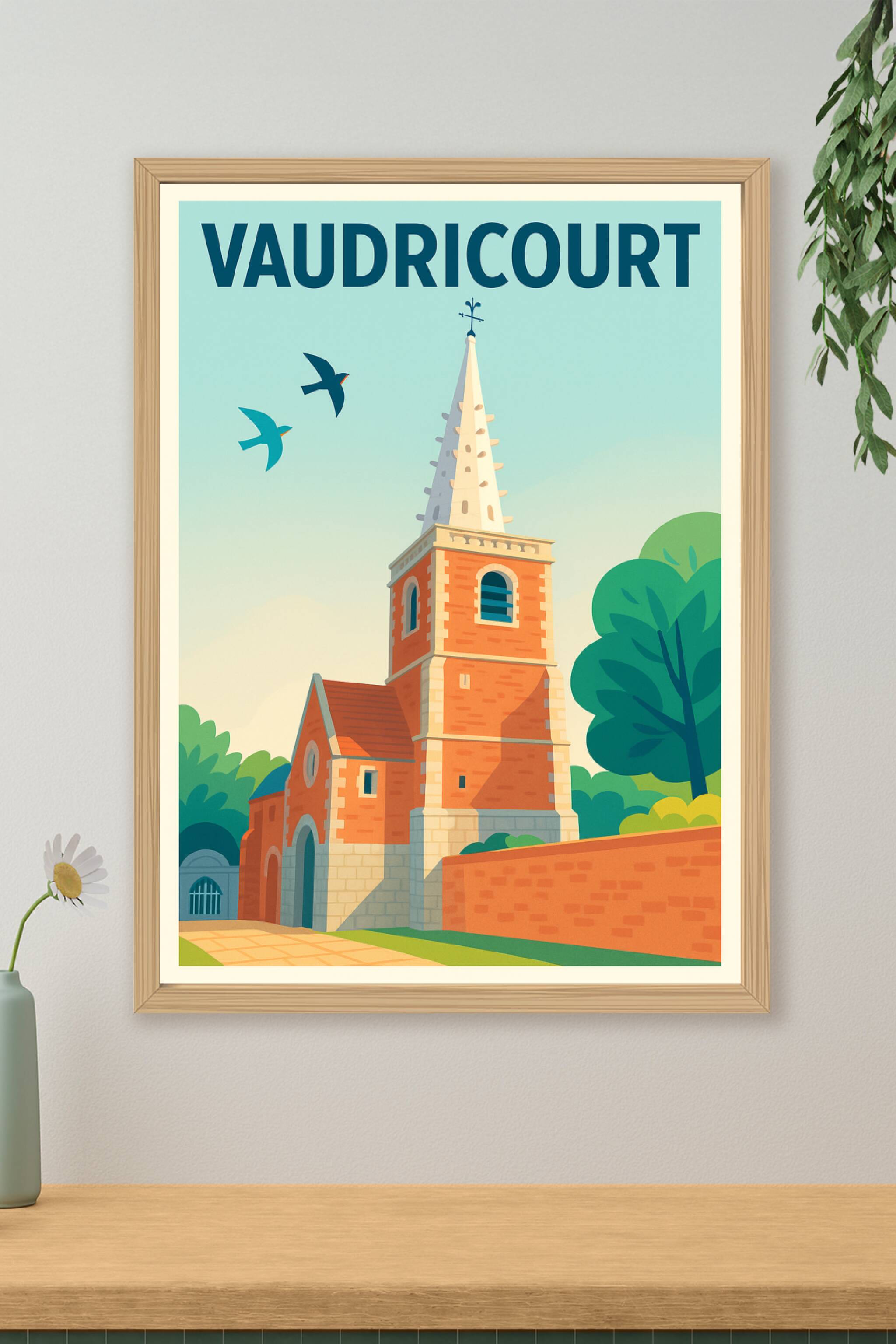 Affiche de Vaudricourt - L'élégance intemporelle de son clocher
