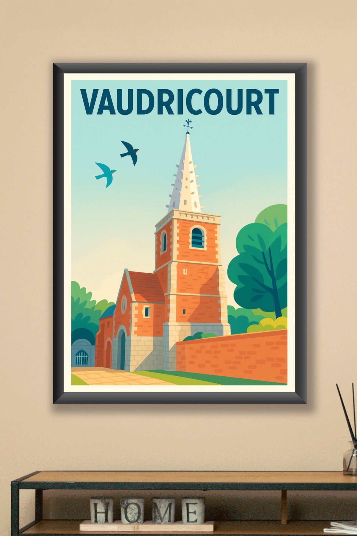 Affiche de Vaudricourt - L'élégance intemporelle de son clocher
