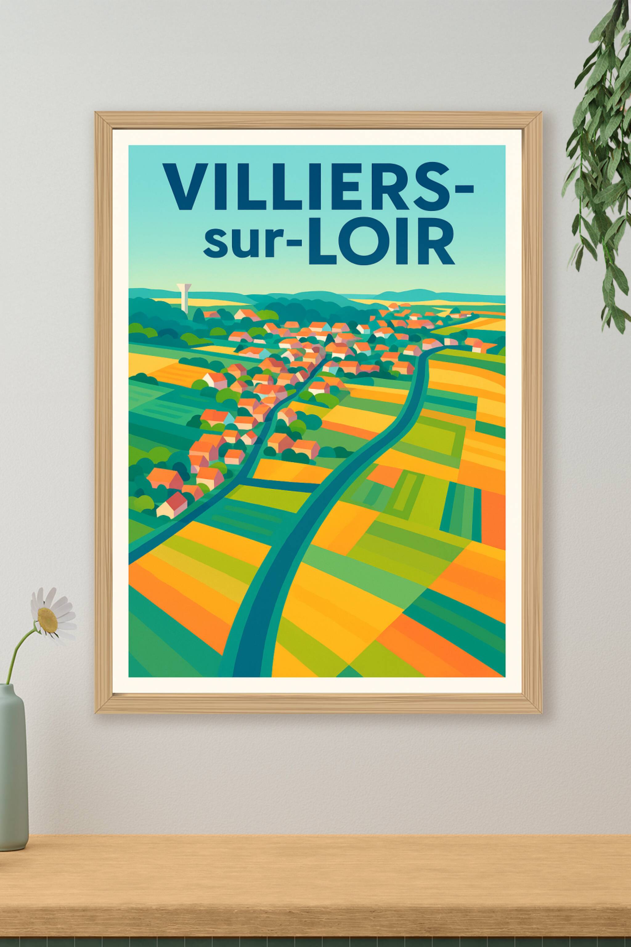 Affiche de Villiers-sur-Loir - Vue colorée du terroir ligérien