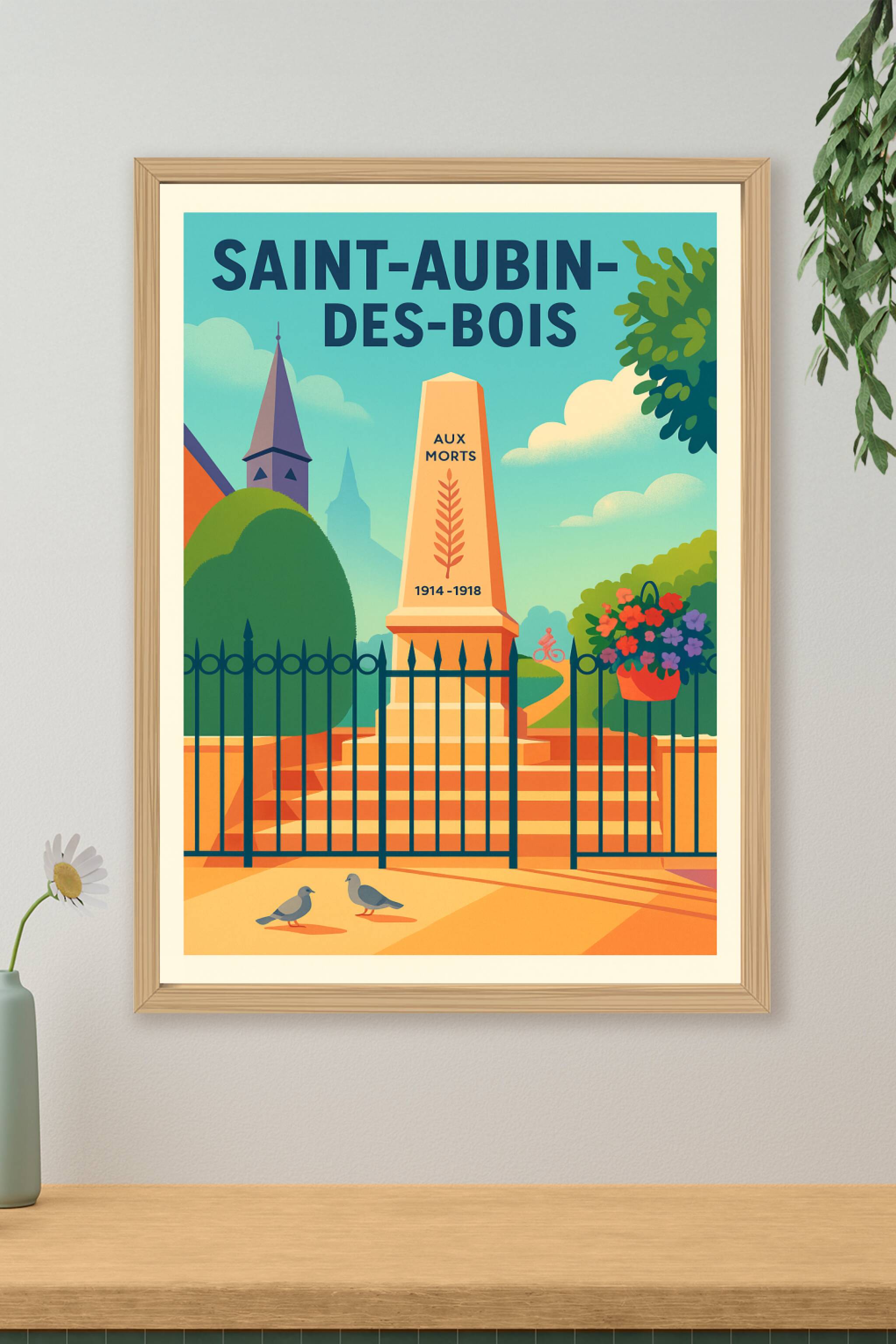 Affiche de Saint-Aubin-des-Bois - Harmonie et Mémoire au Cœur du Village