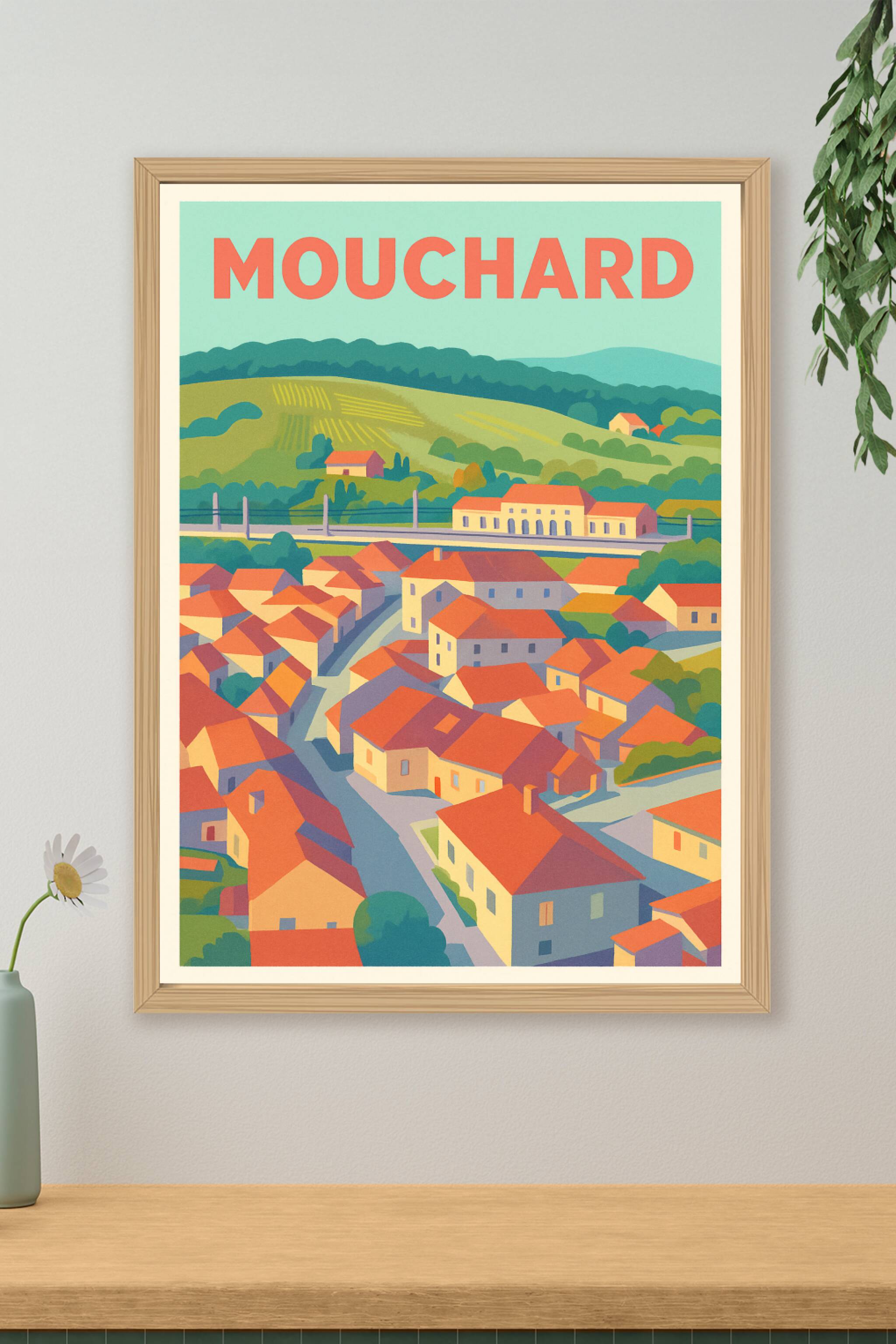 Affiche de Mouchard - Une charmante vue villageoise en couleurs chaleureuses
