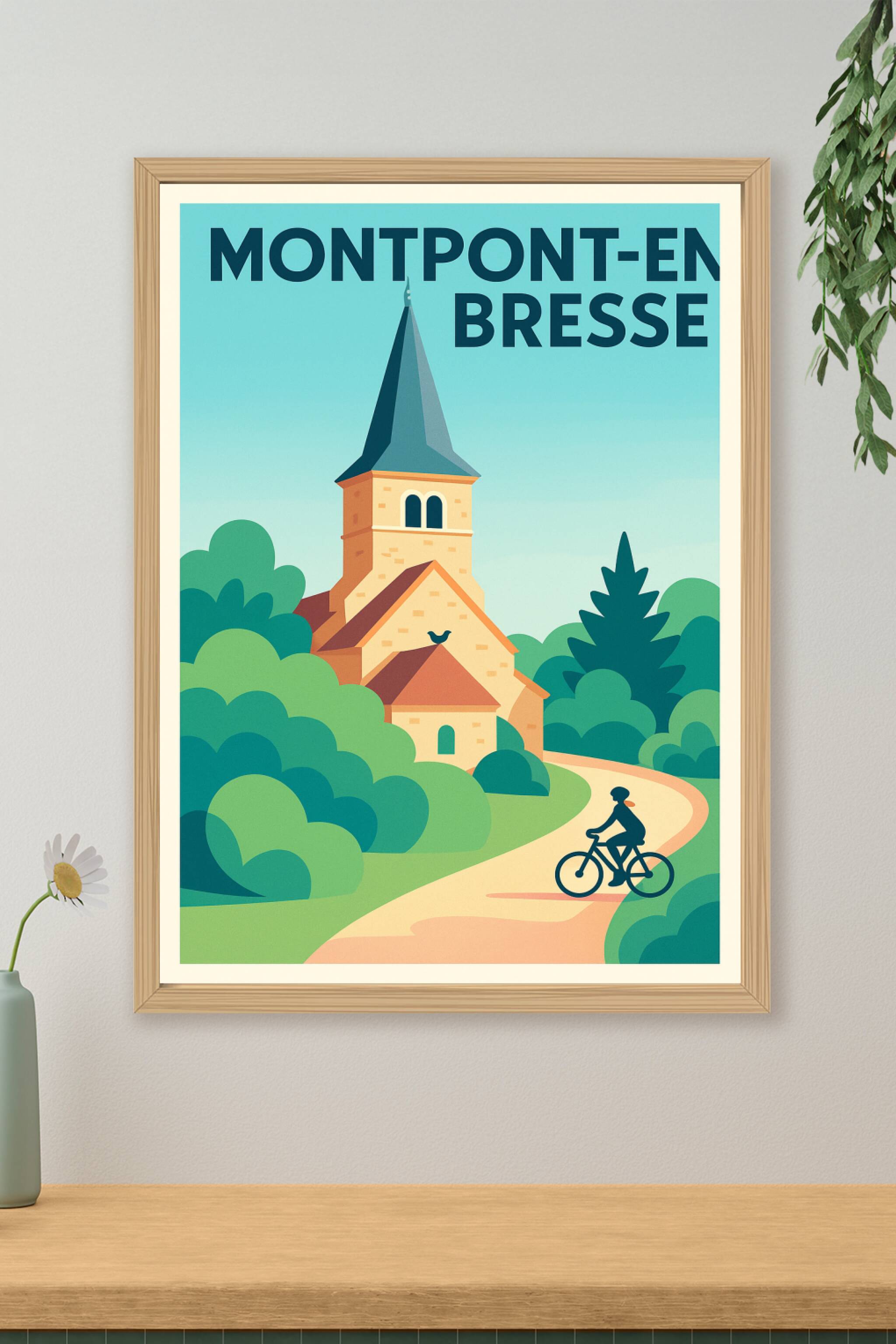 Affiche de Montpont-en-Bresse - Charme paisible et nature à vélo