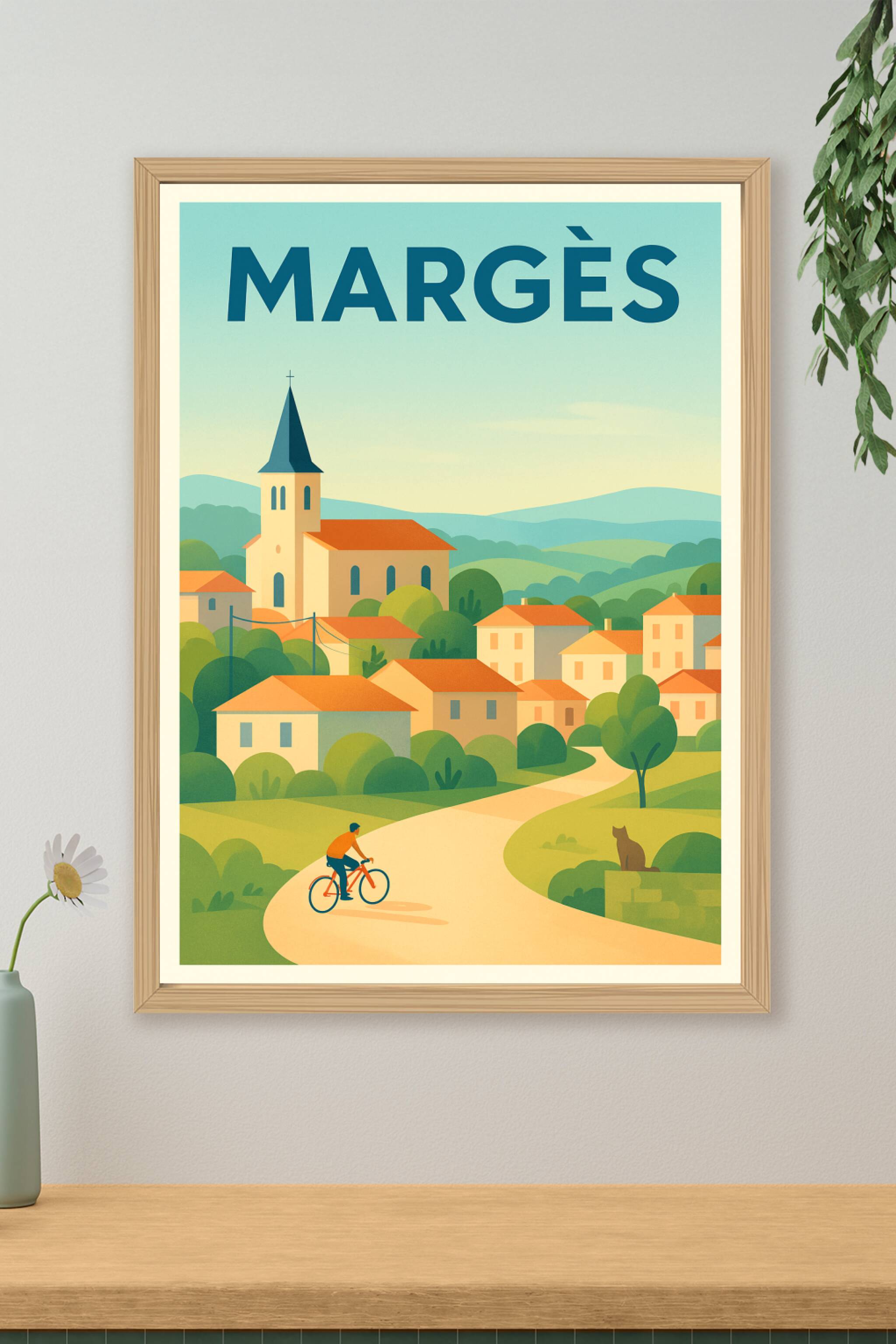 Affiche de Margès - L'élégance paisible d'un village à vélo