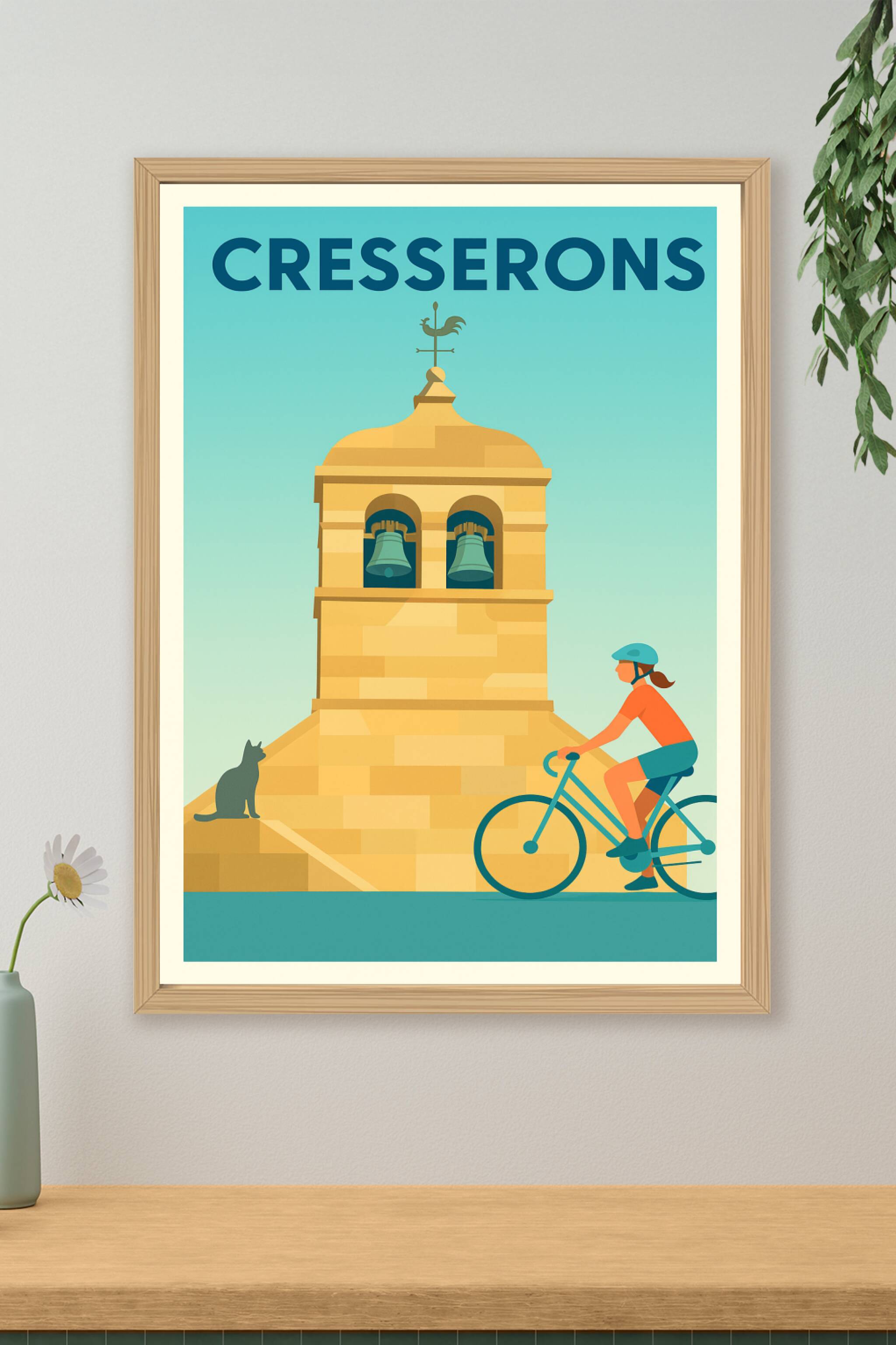 Affiche de Cresserons - L'élégance paisible du clocher normand