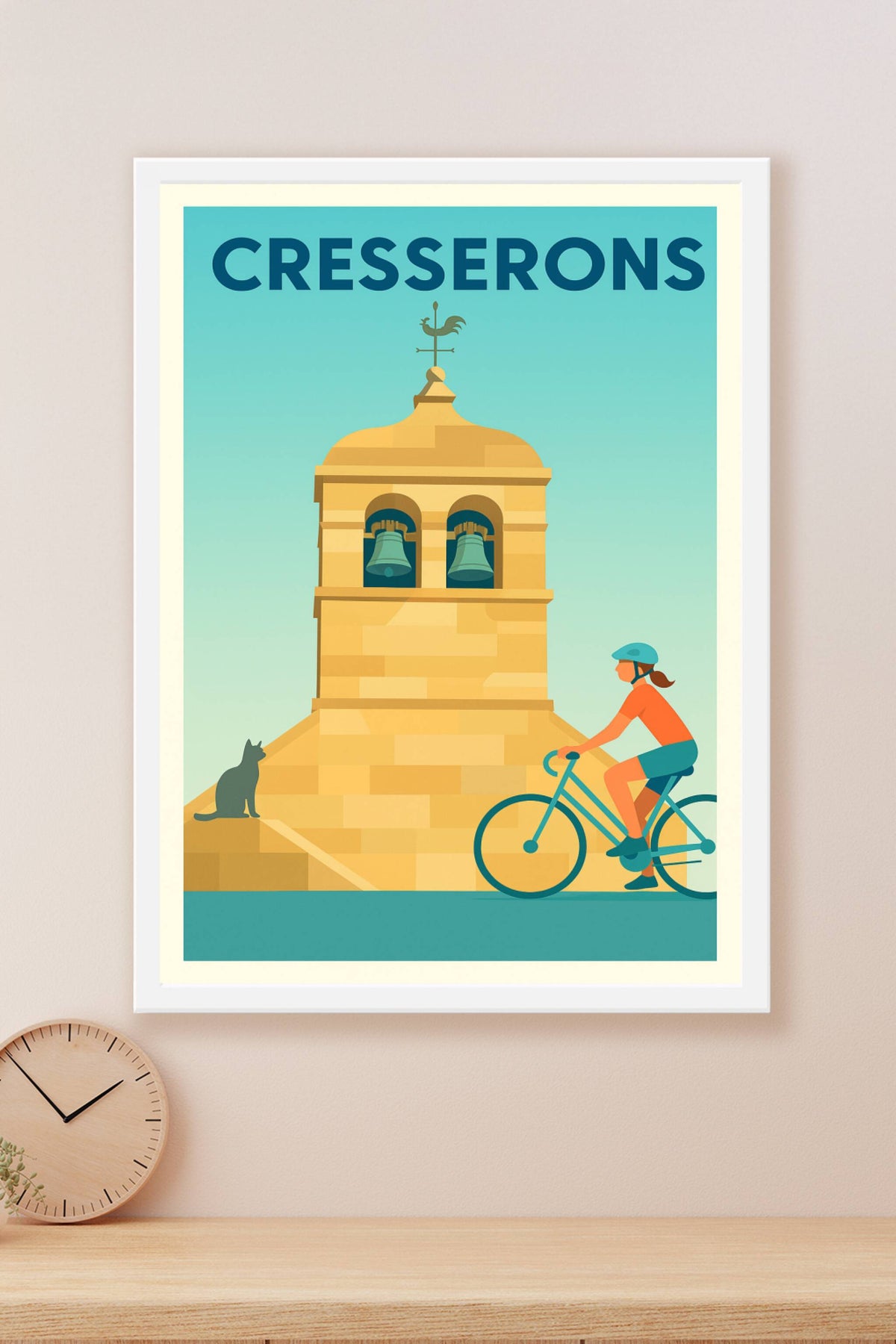 Affiche de Cresserons - L'élégance paisible du clocher normand