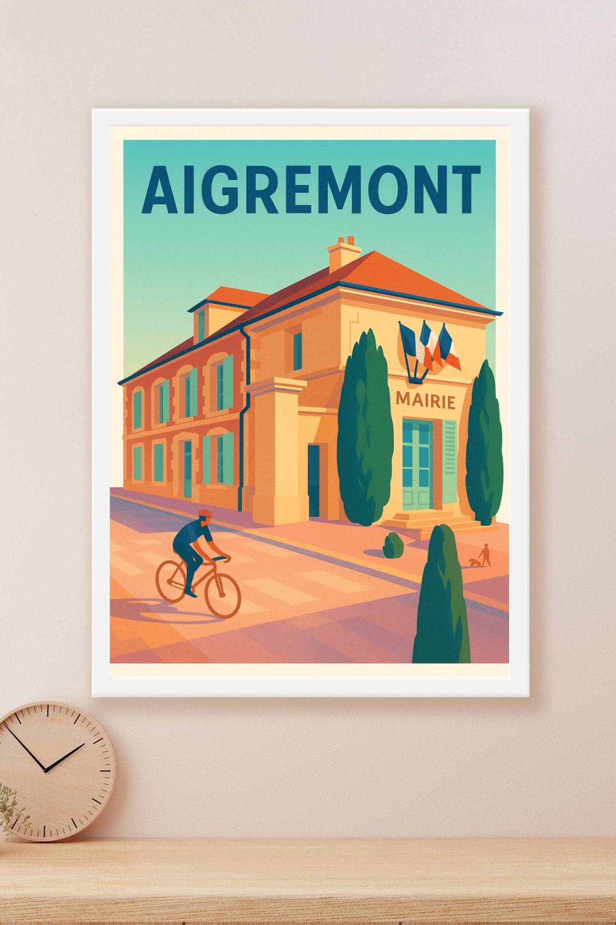 Affiche de Aigremont - Charme authentique de la mairie à vélo