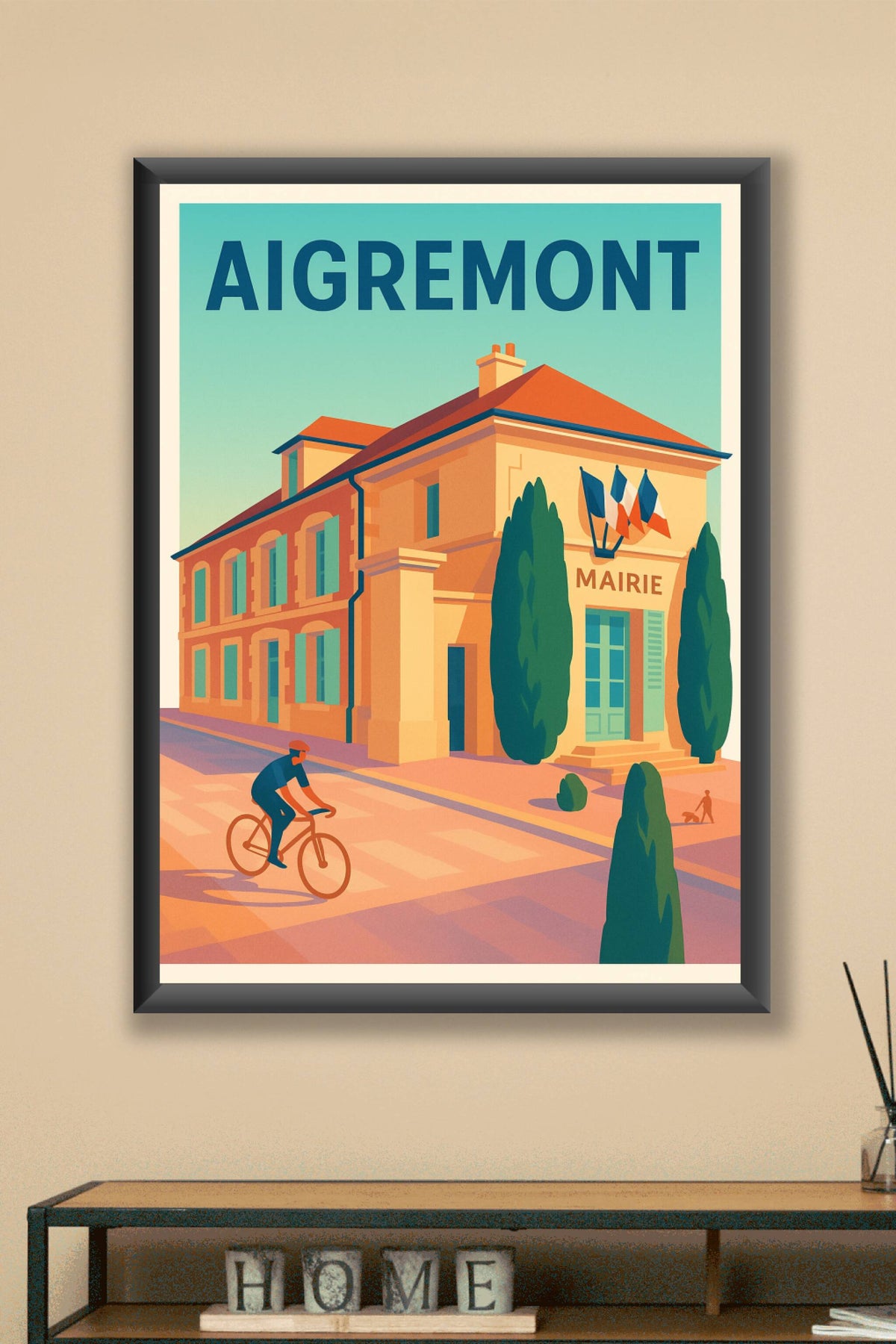 Affiche de Aigremont - Charme authentique de la mairie à vélo