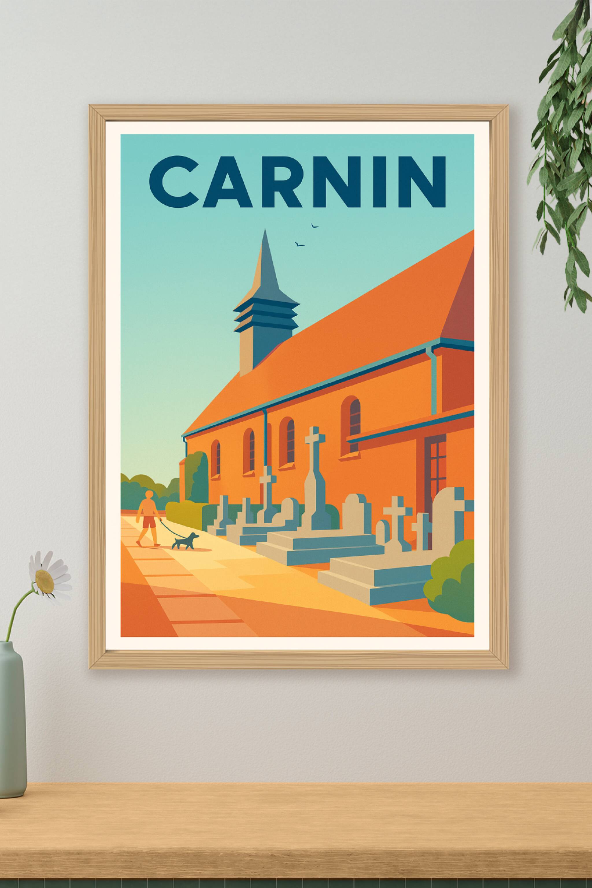Affiche de Carnin - L'église paisible au cœur du village