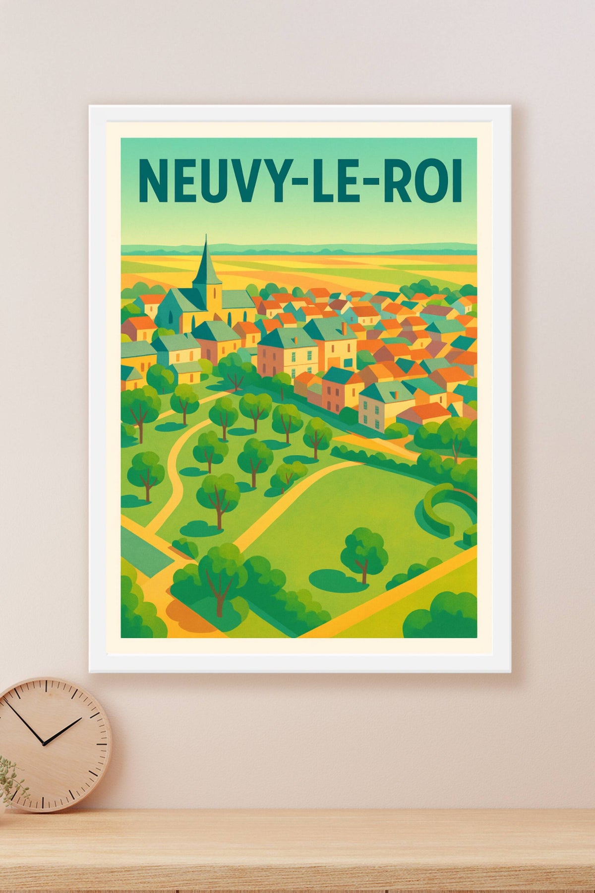Affiche de Neuvy-le-Roi - Charmante vue sur le village et ses espaces verts