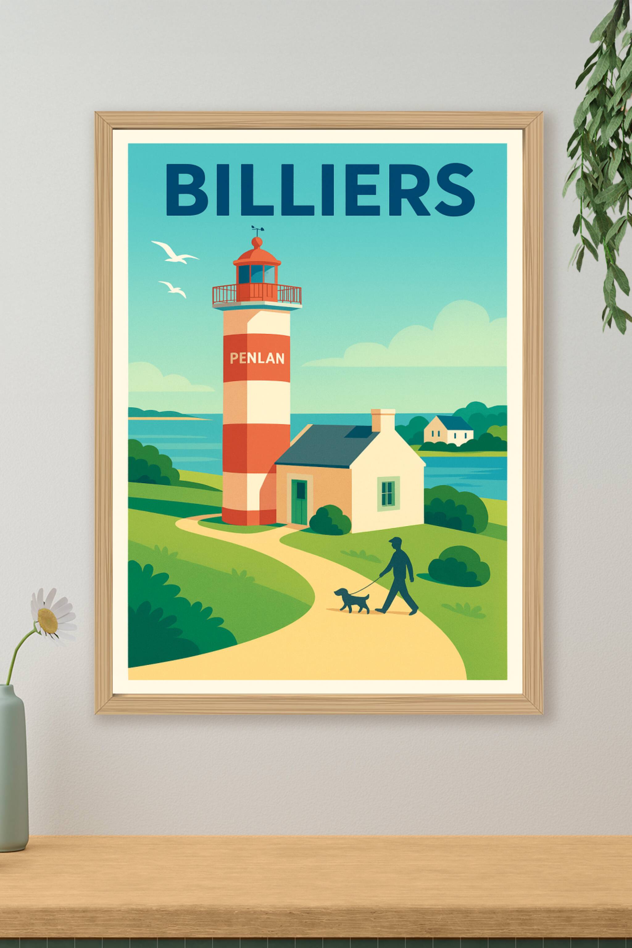 Affiche de Billiers - Charme côtier et phare de Penlan