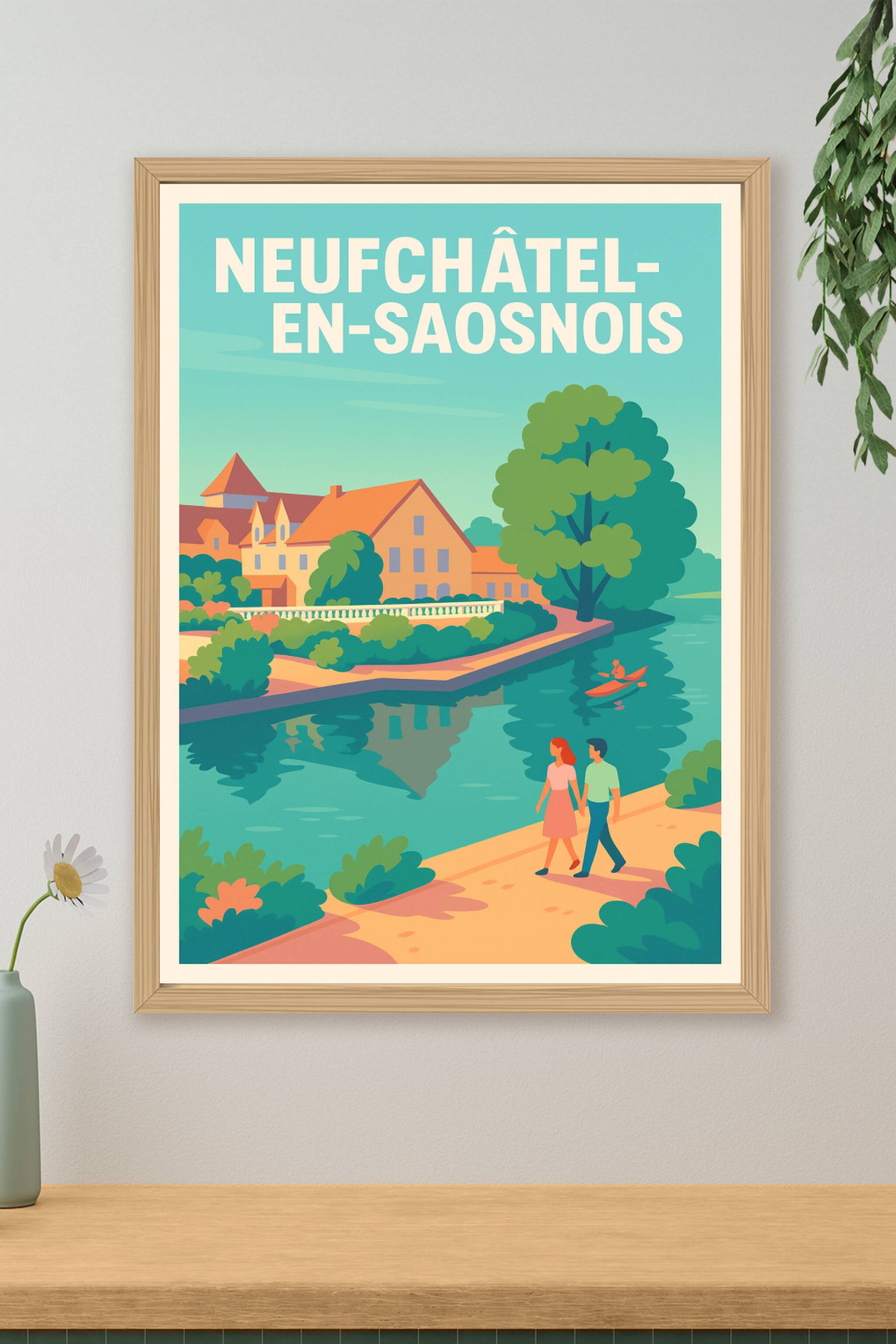Affiche de Neufchâtel-en-Saosnois - Charme paisible au fil de l'eau