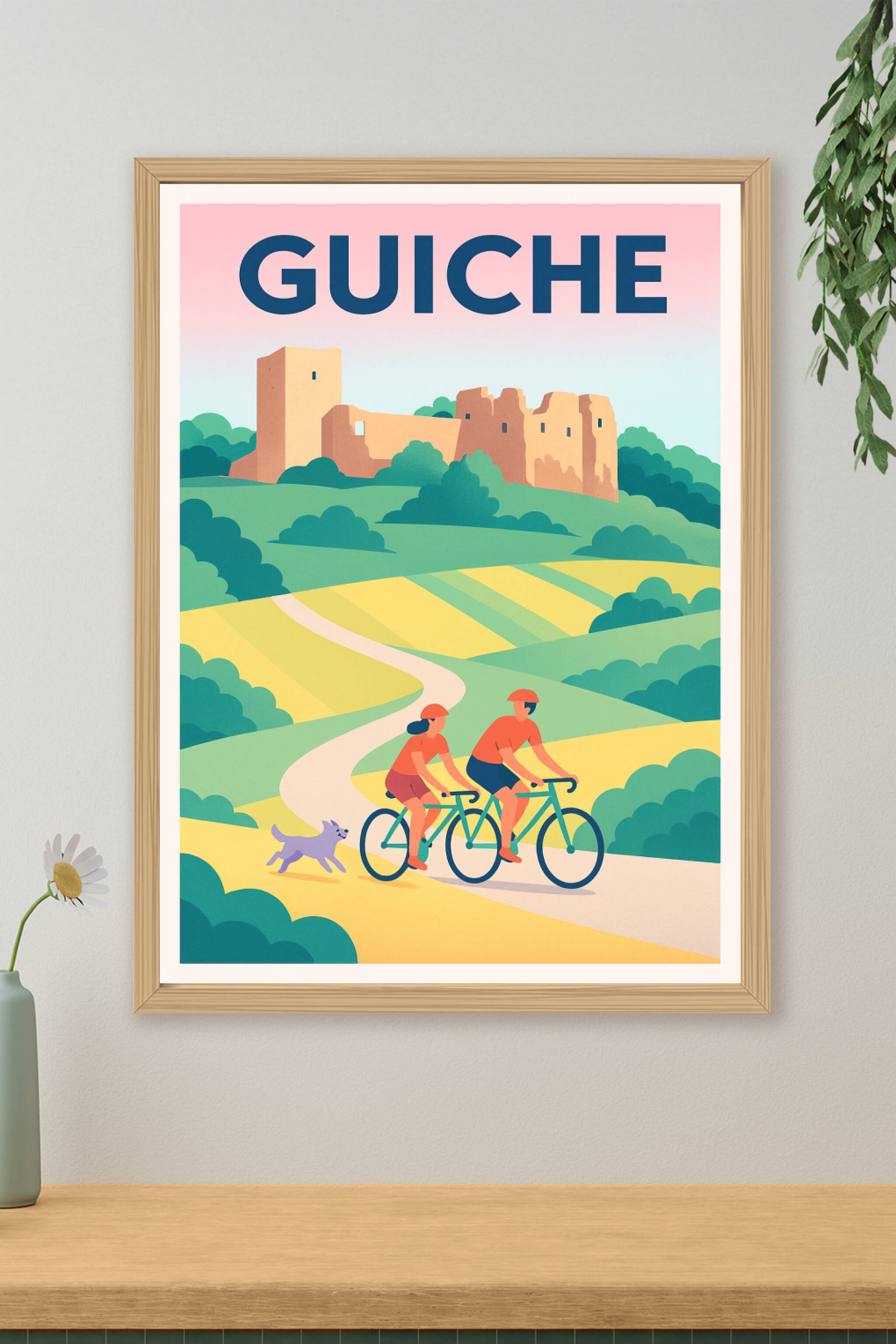 Affiche de Guiche - Échappée champêtre à vélo