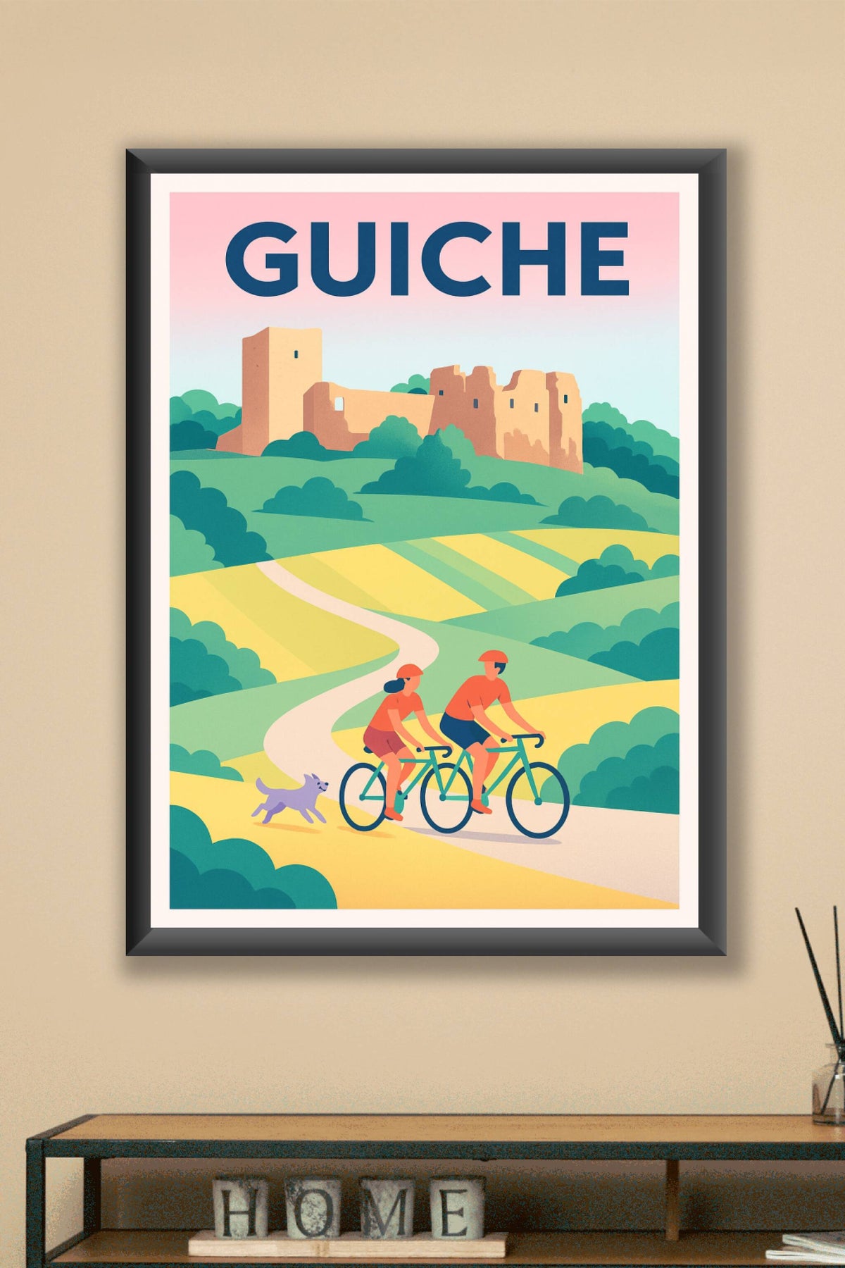 Affiche de Guiche - Échappée champêtre à vélo