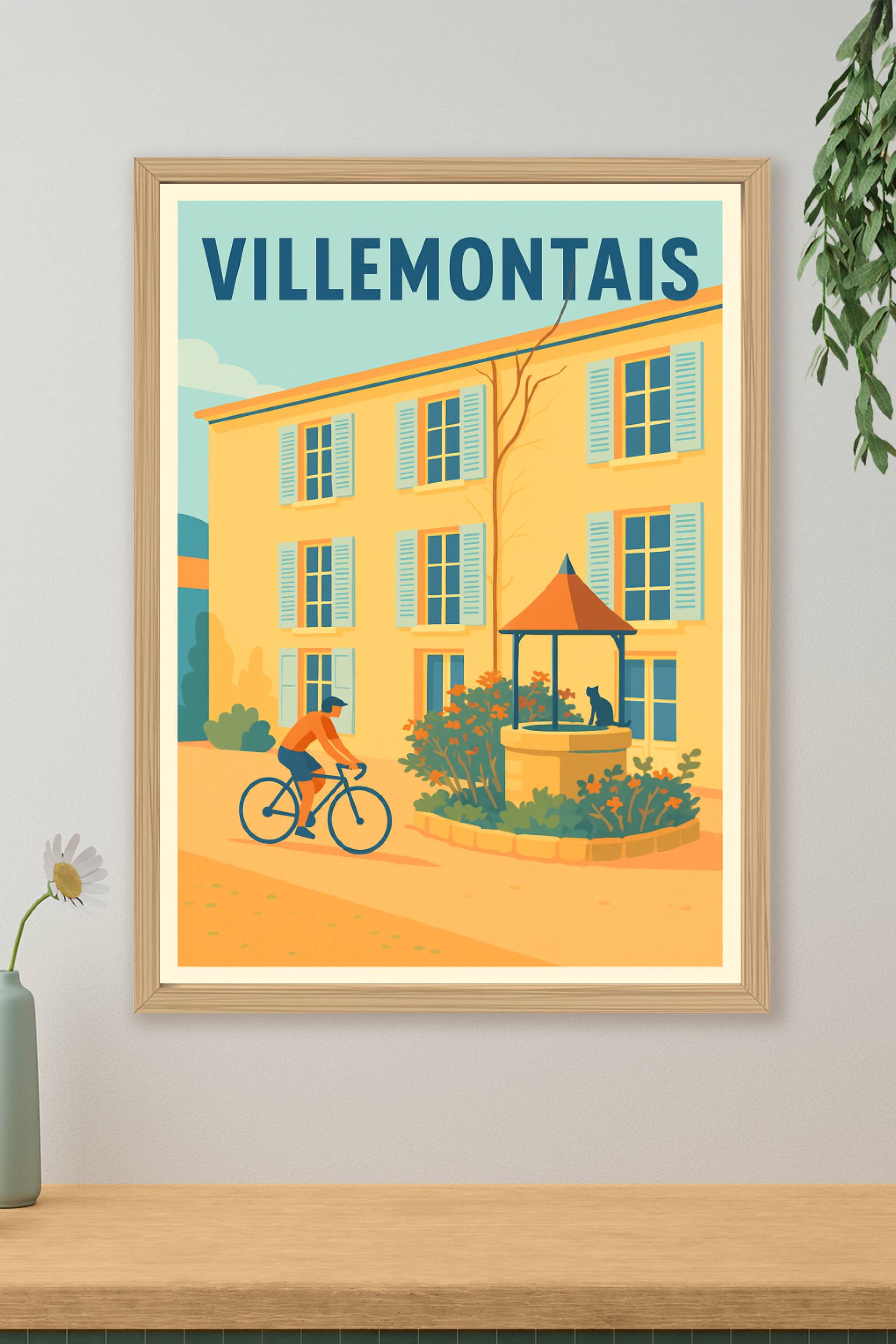 Affiche de Villemontais - Charme et douceur de vivre à vélo
