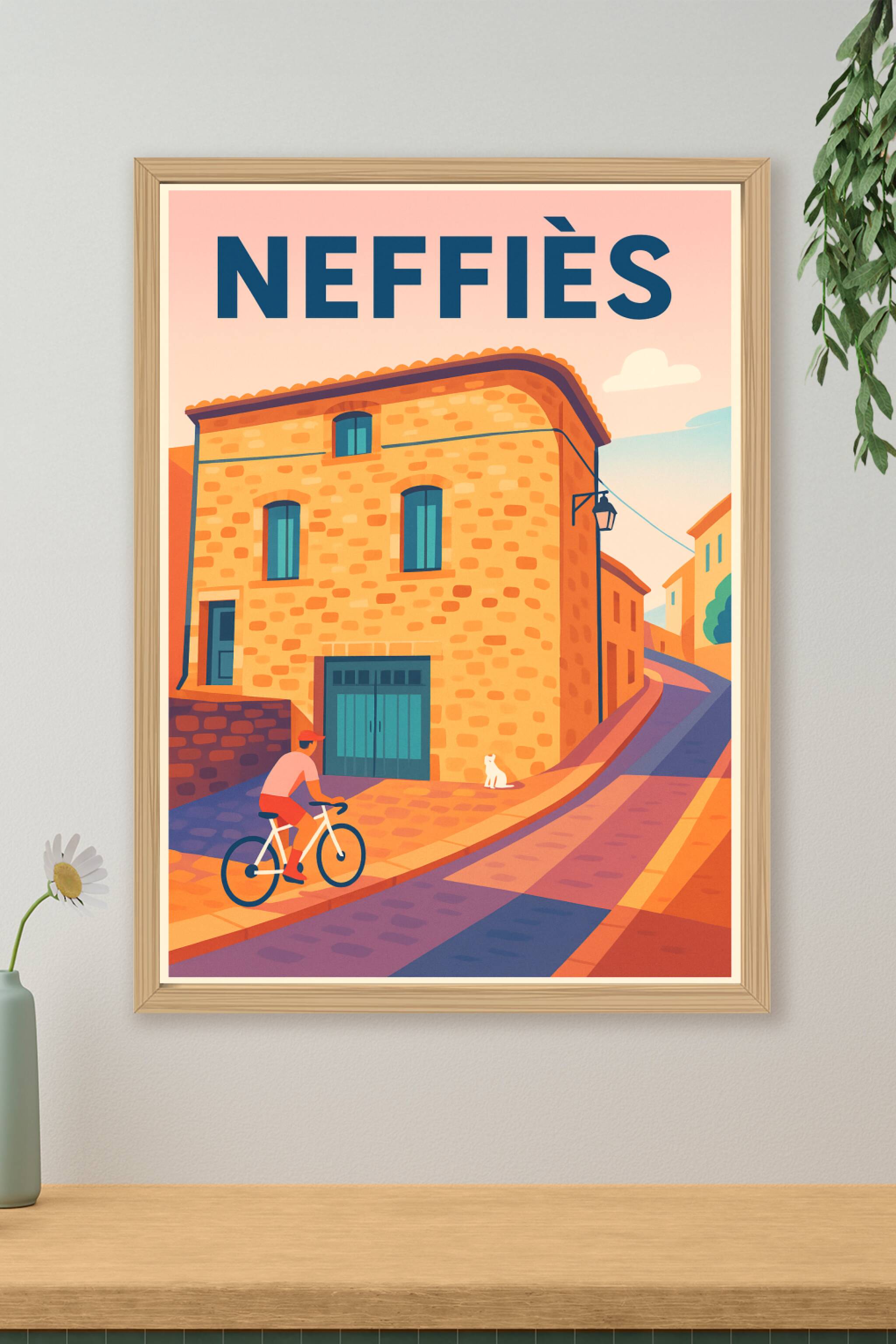 Affiche de Neffiès - Lumière douce et charme méditerranéen