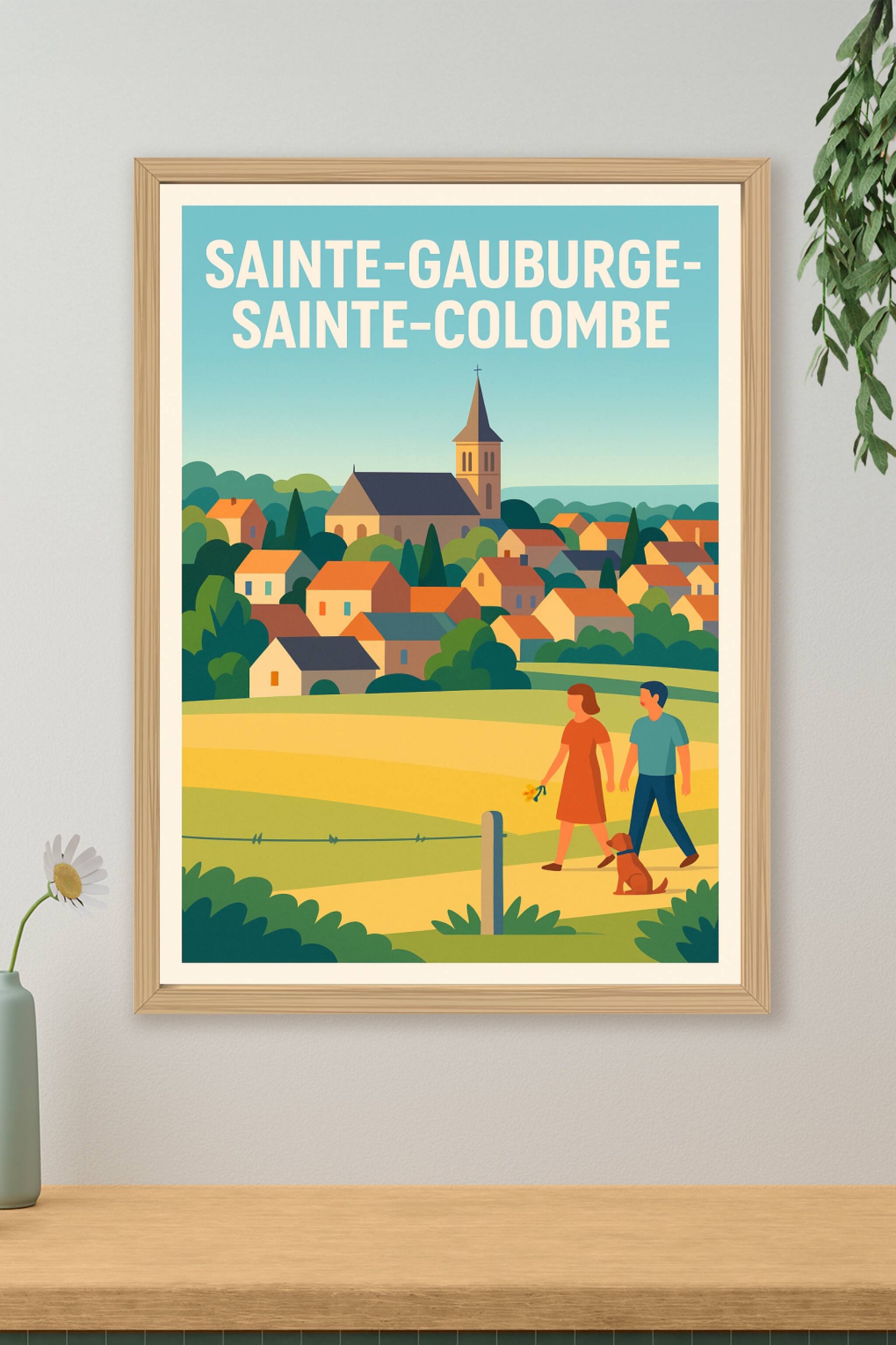 Affiche de Sainte-Gauburge-Sainte-Colombe – Charme bucolique en poster vintage