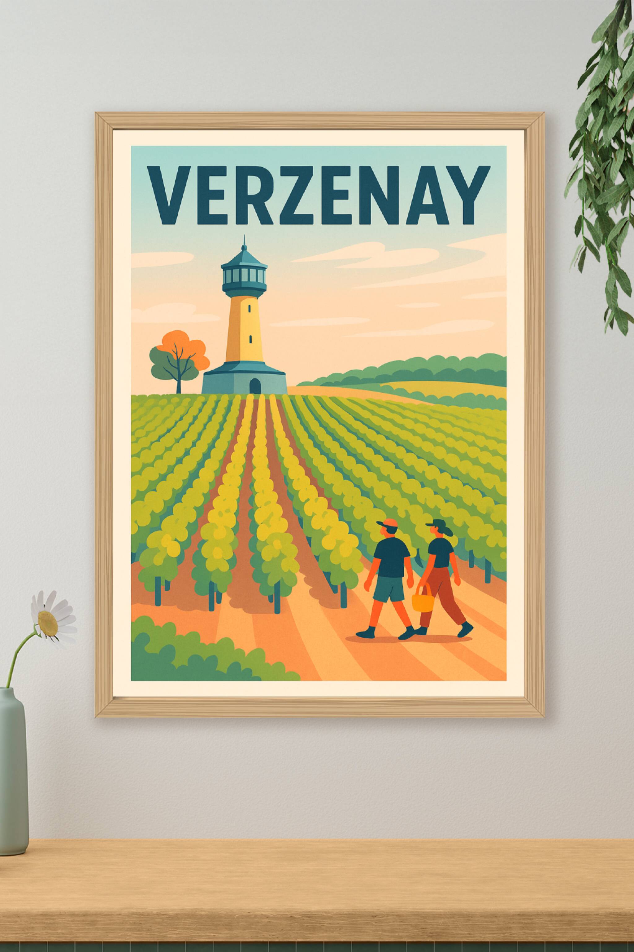 Affiche de Verzenay - Le charme vintage des vignes et du phare