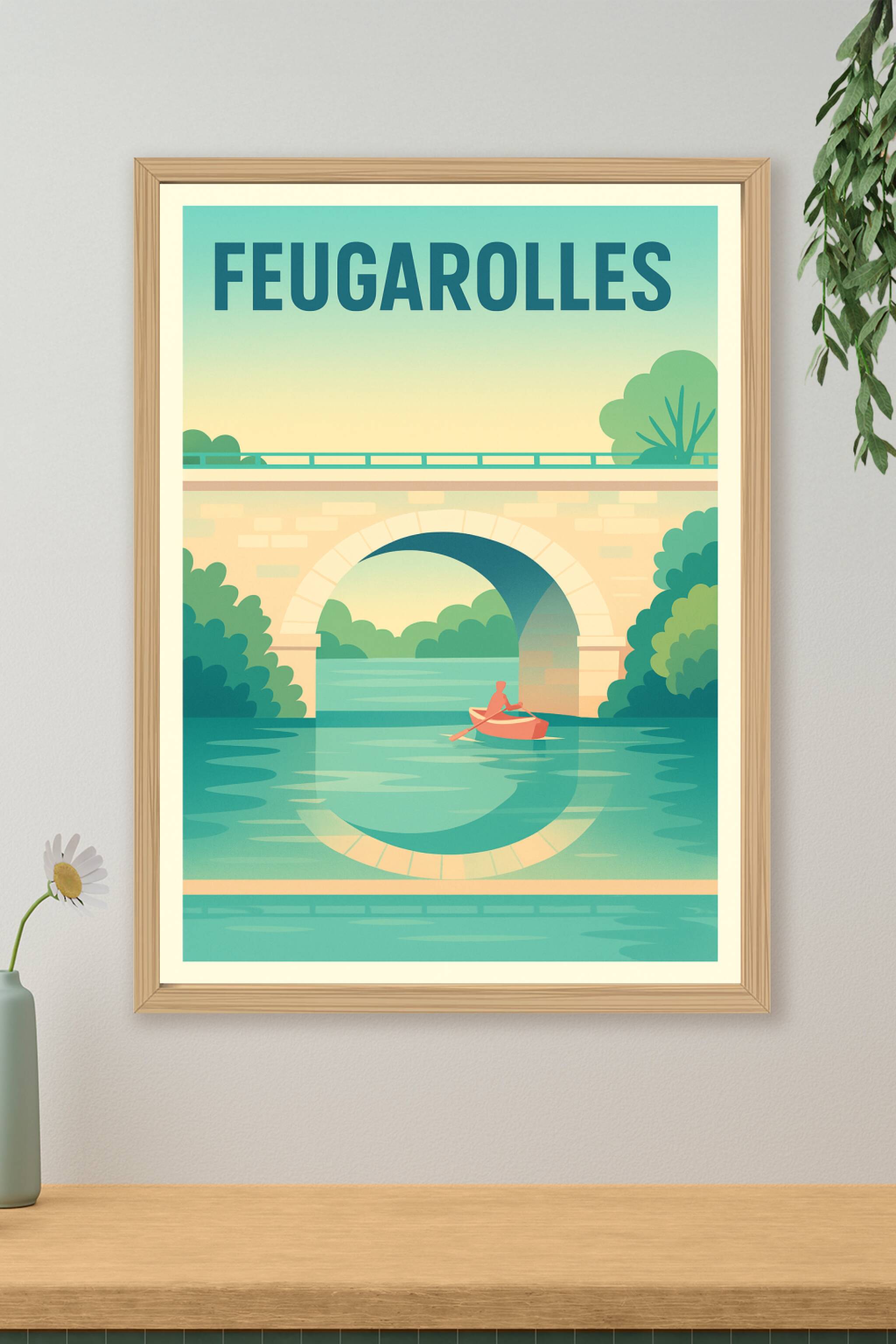 Affiche de Feugarolles - Sérénité sur l'eau et charme du pont ancien