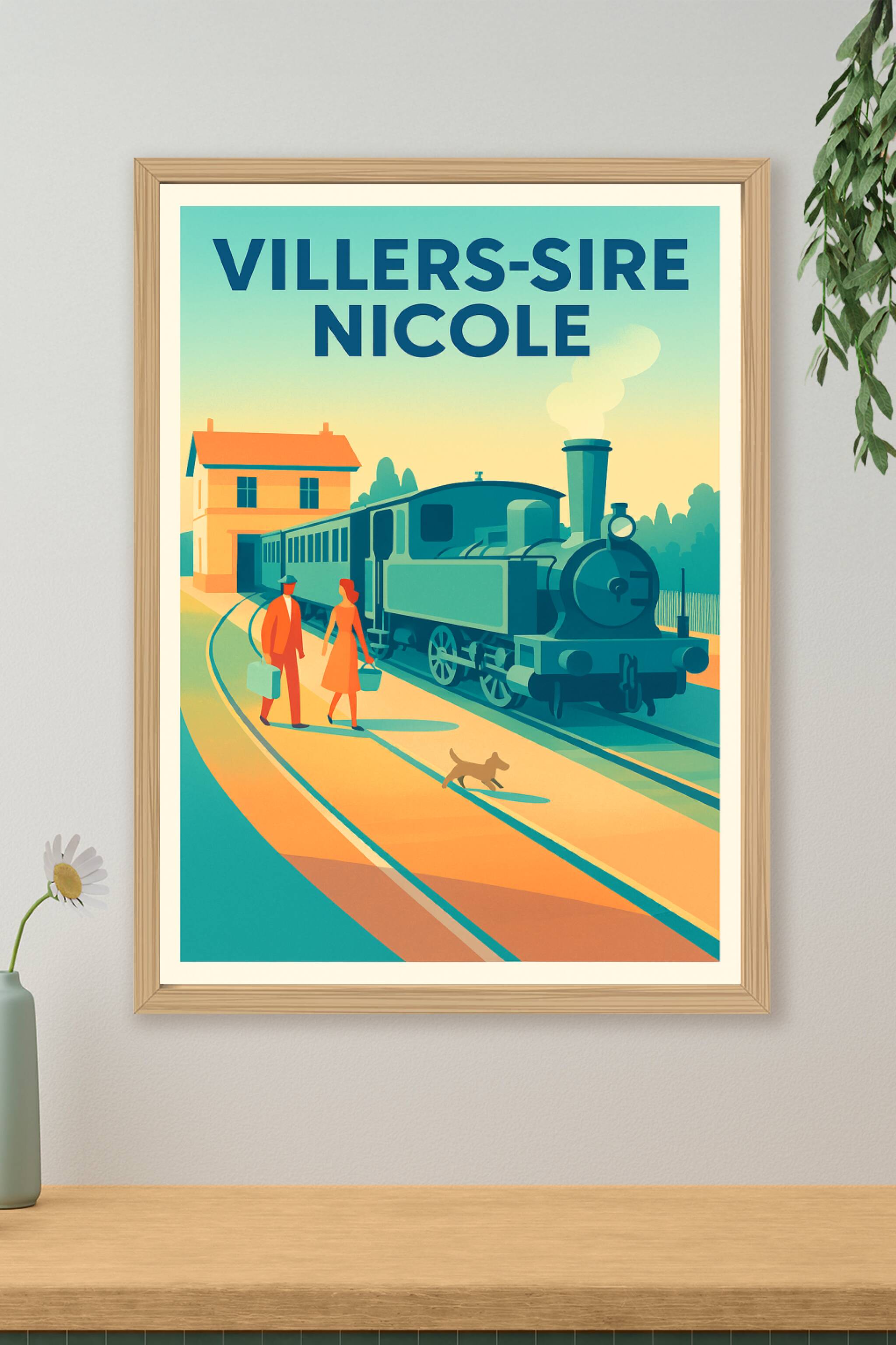 Affiche de Villers-Sire-Nicole - Nostalgie du voyage à vapeur