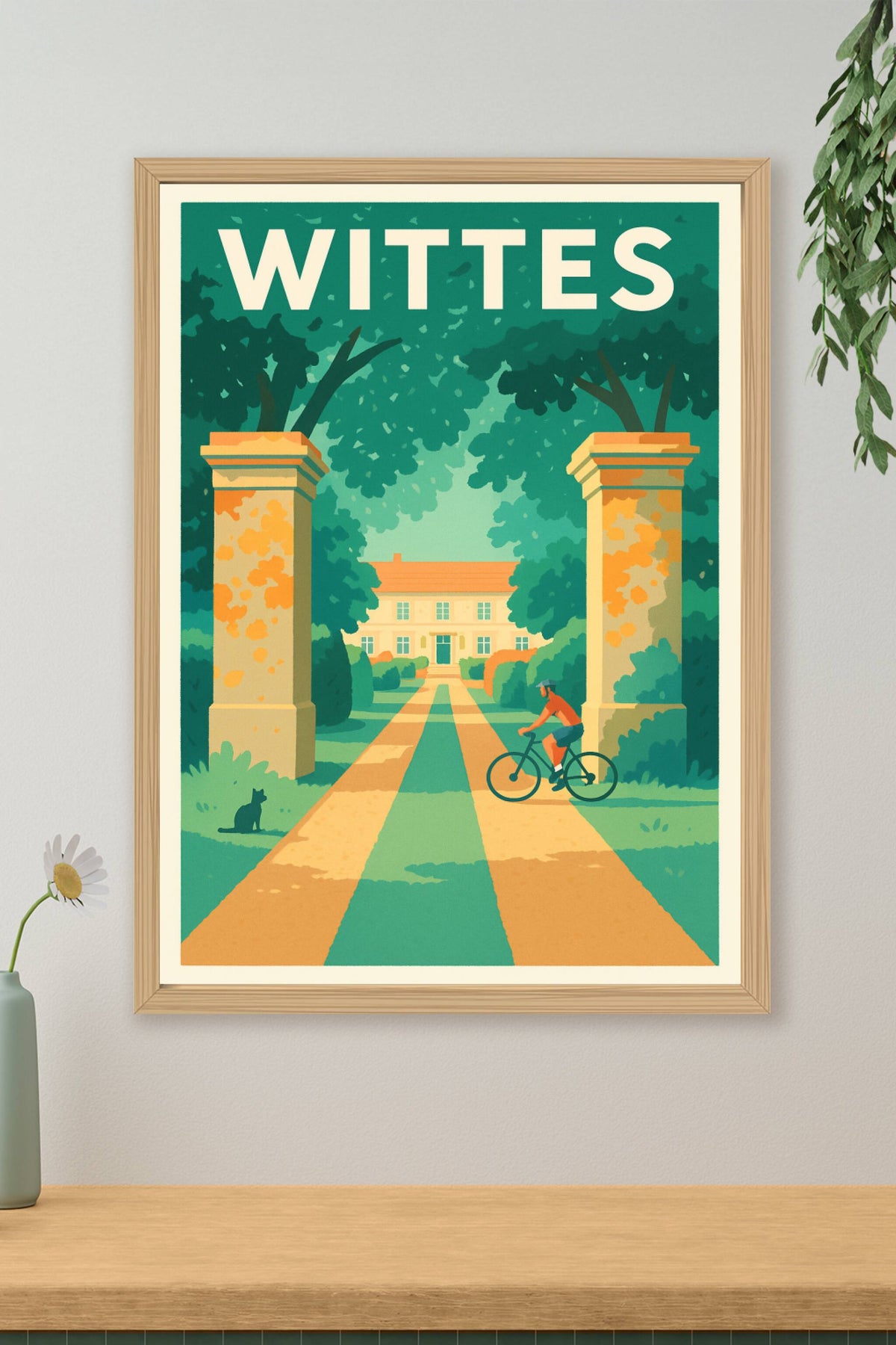 Affiche de Wittes - L'élégance d'une balade à vélo au cœur du parc