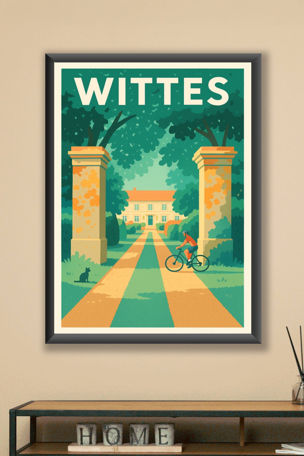 Affiche de Wittes - L'élégance d'une balade à vélo au cœur du parc