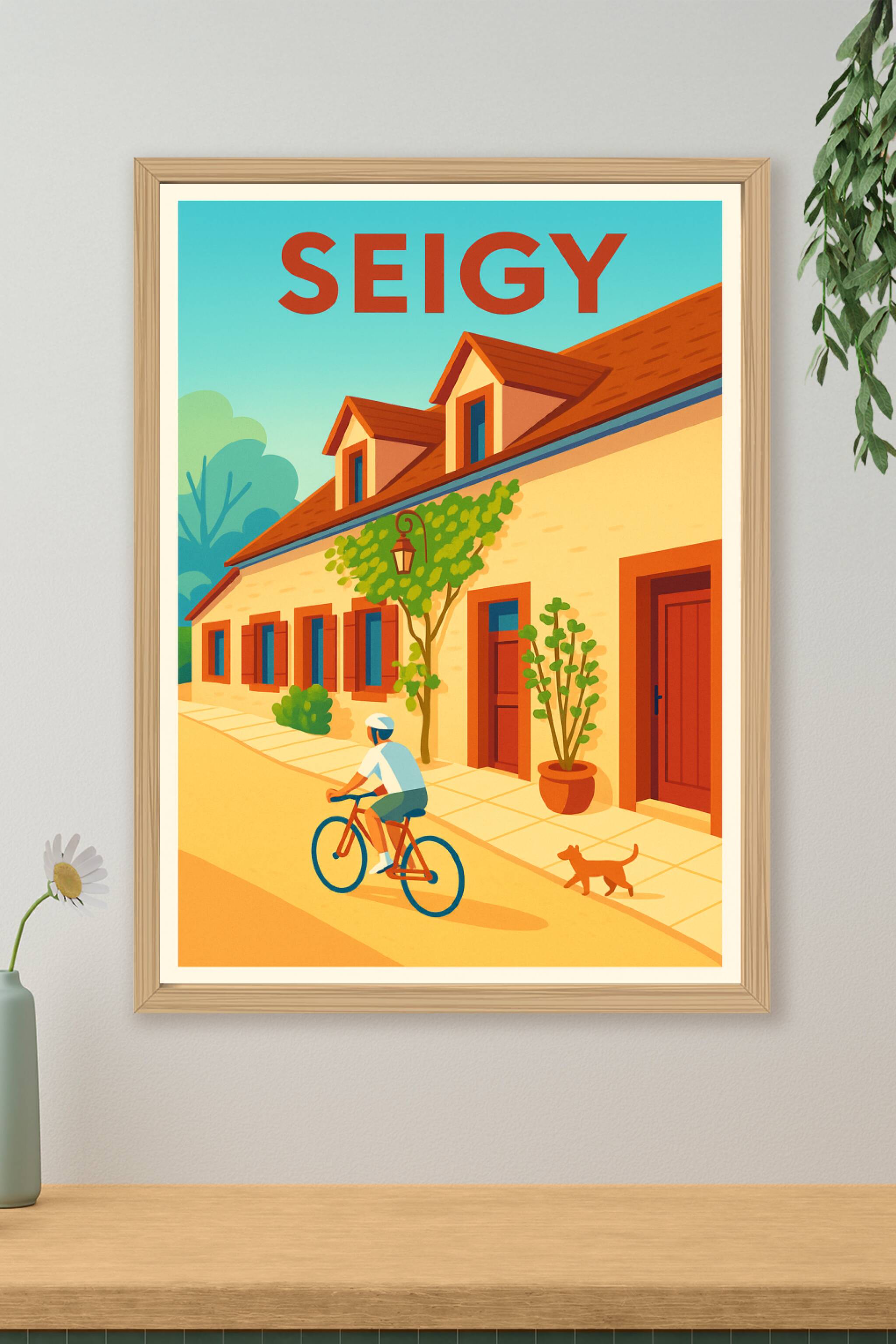 Affiche de Seigy - L'élégance tranquille d'un village à vélo
