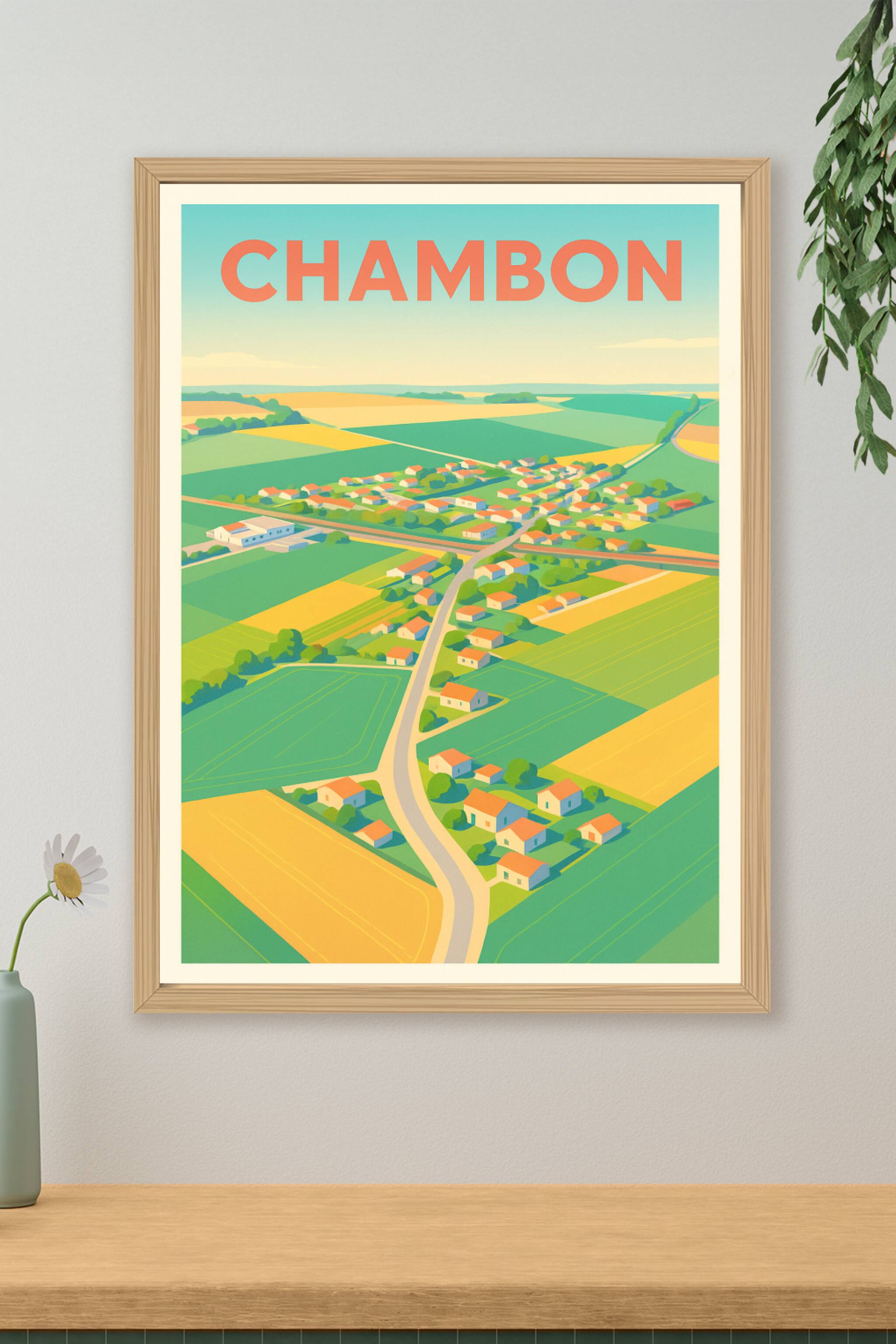 Affiche de Chambon - Vue aérienne colorée et apaisante