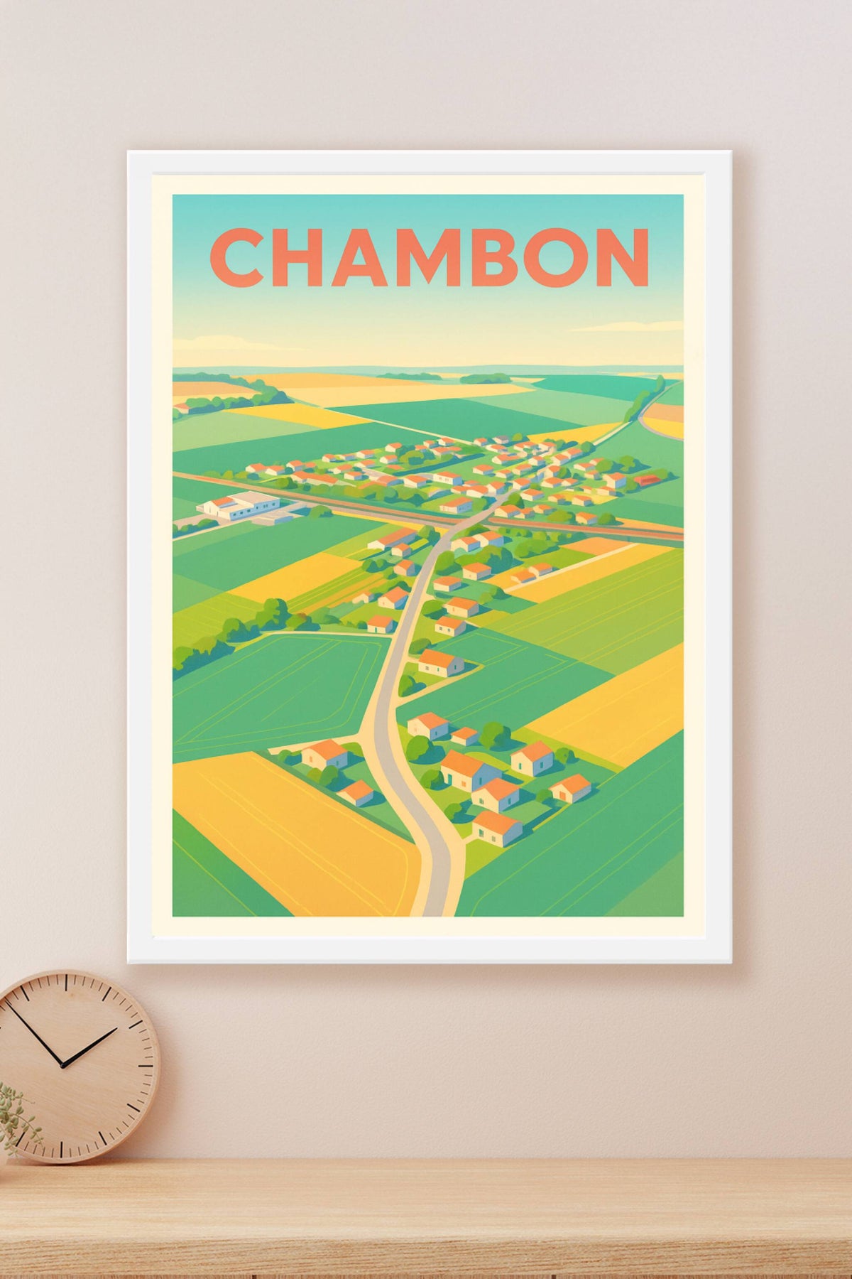 Affiche de Chambon - Vue aérienne colorée et apaisante