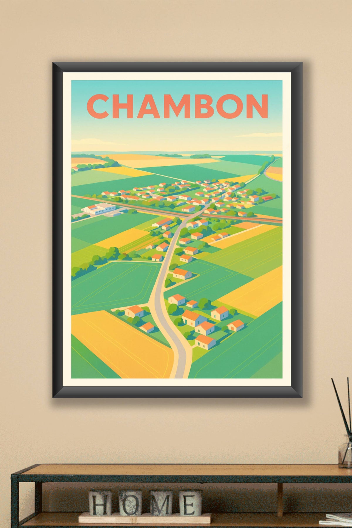 Affiche de Chambon - Vue aérienne colorée et apaisante