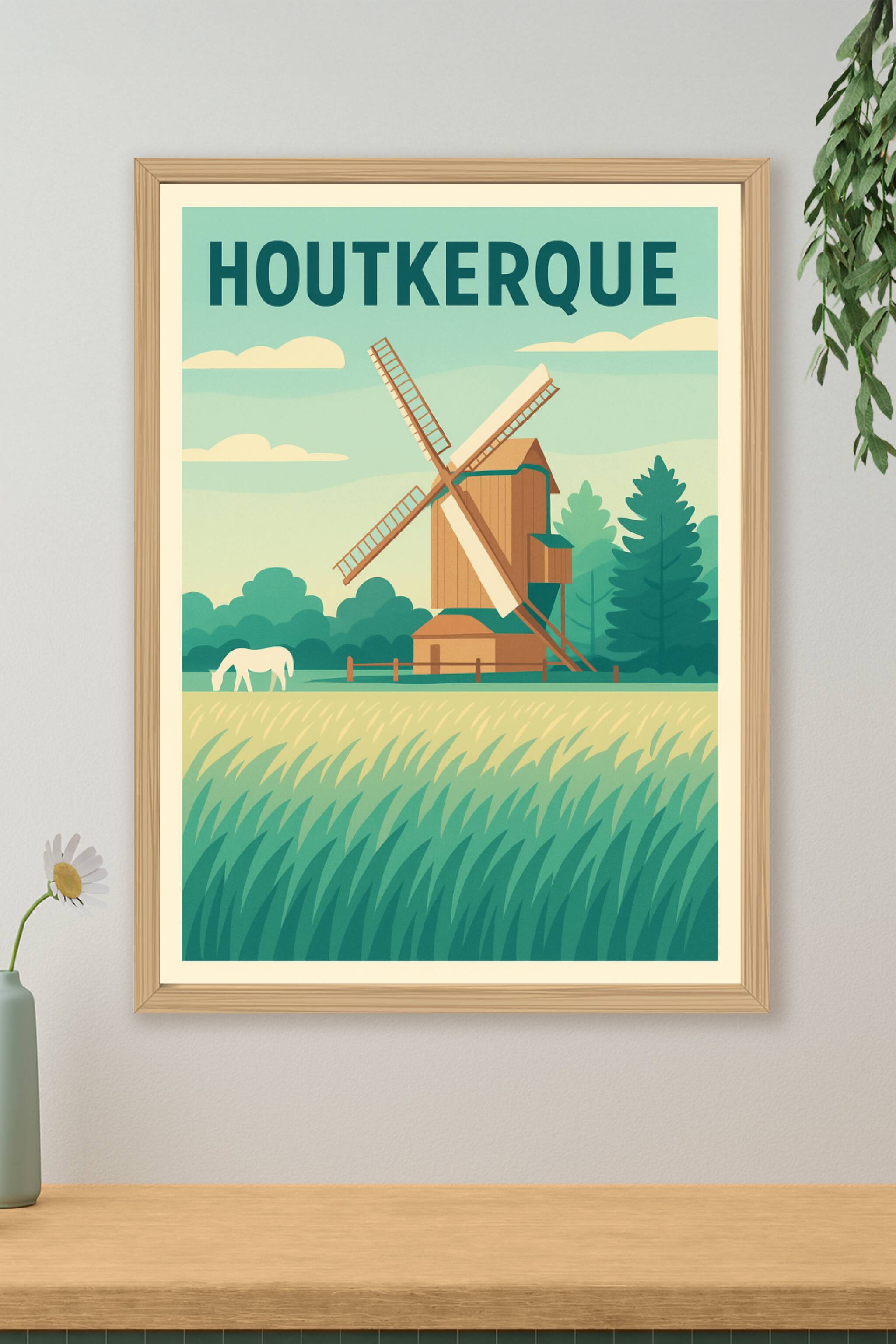Affiche de Houtkerque - Le charme paisible des moulins du Nord