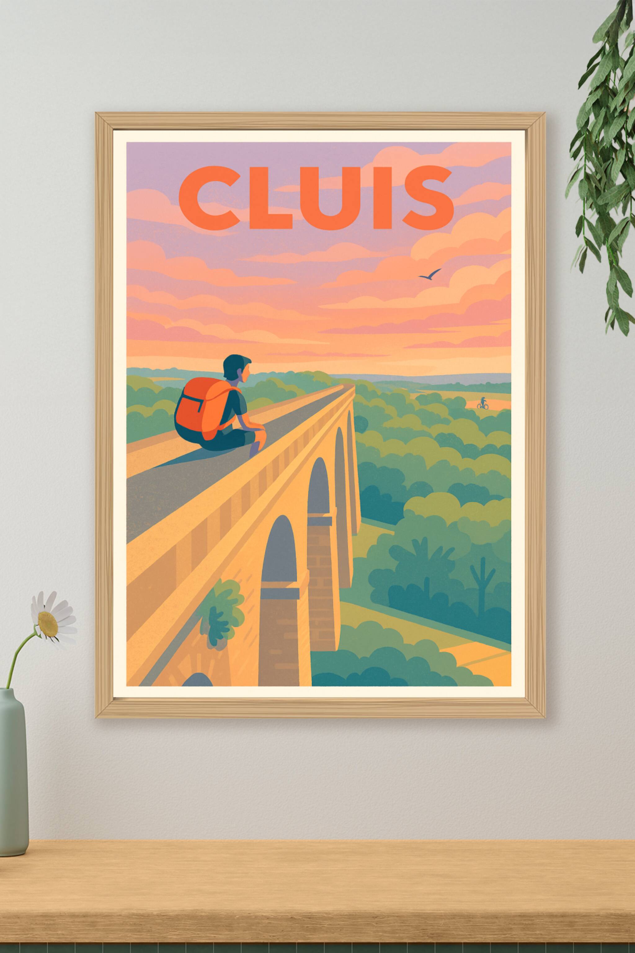 Affiche de Cluis - L'évasion au sommet de l'aqueduc