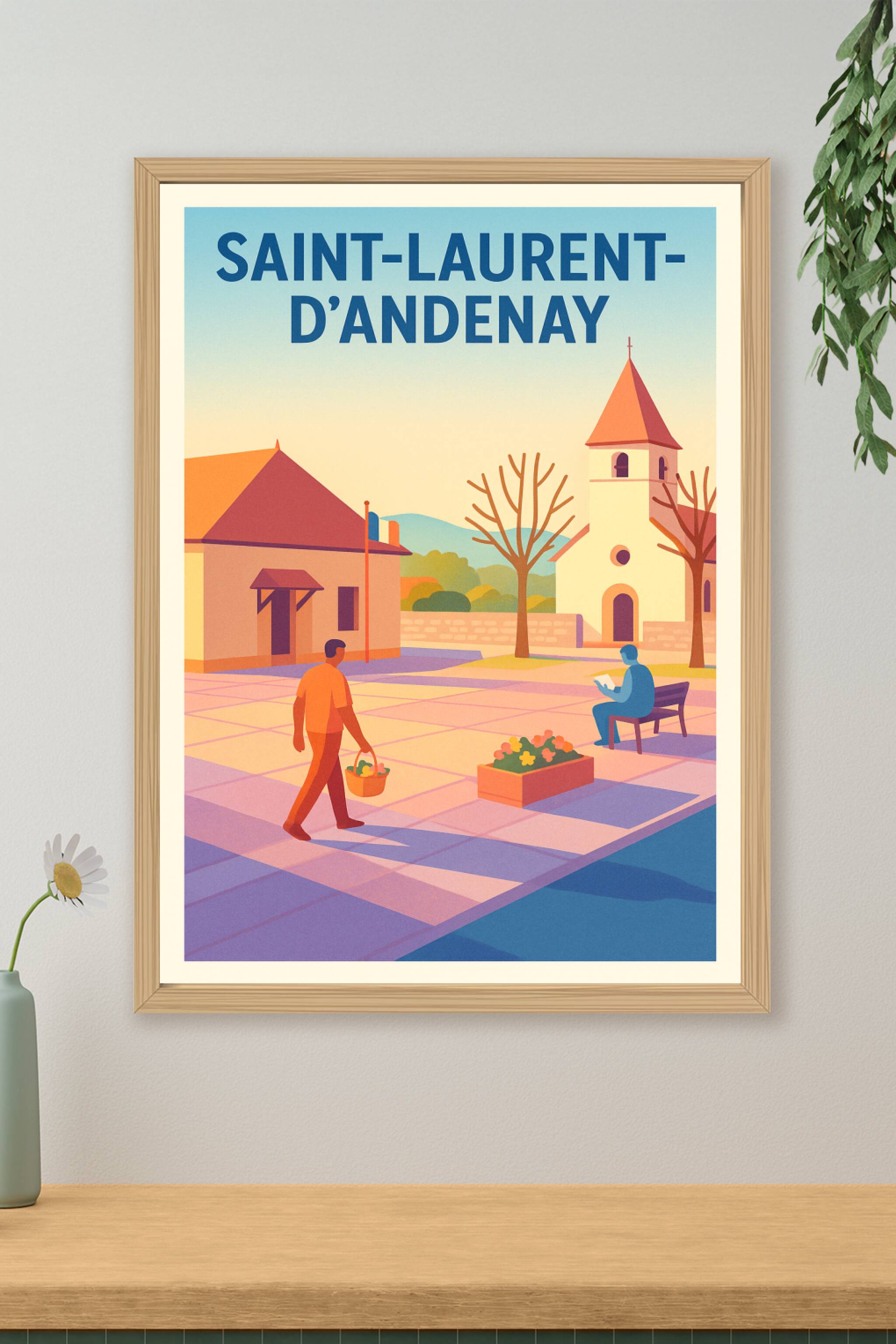 Affiche de Saint-Laurent-d'Andenay - Sérénité en bord de place