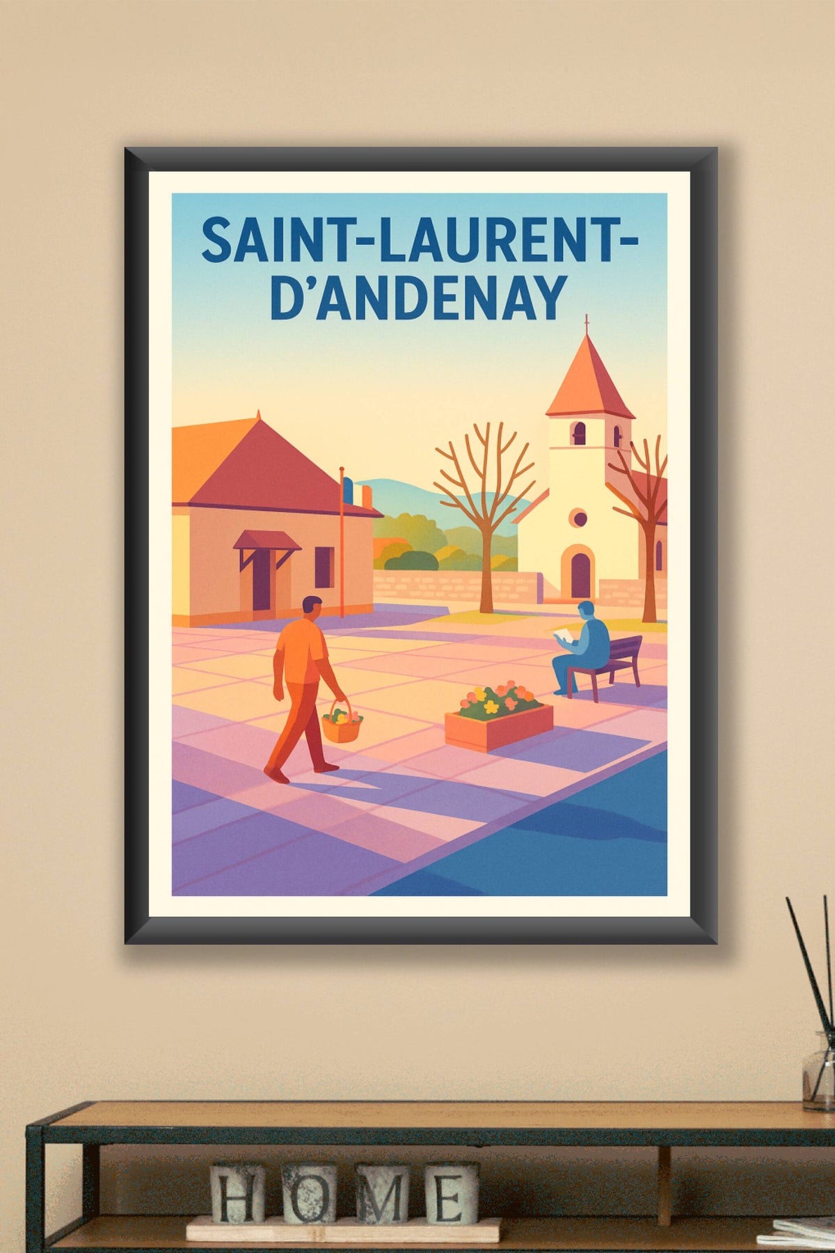 Affiche de Saint-Laurent-d'Andenay - Sérénité en bord de place