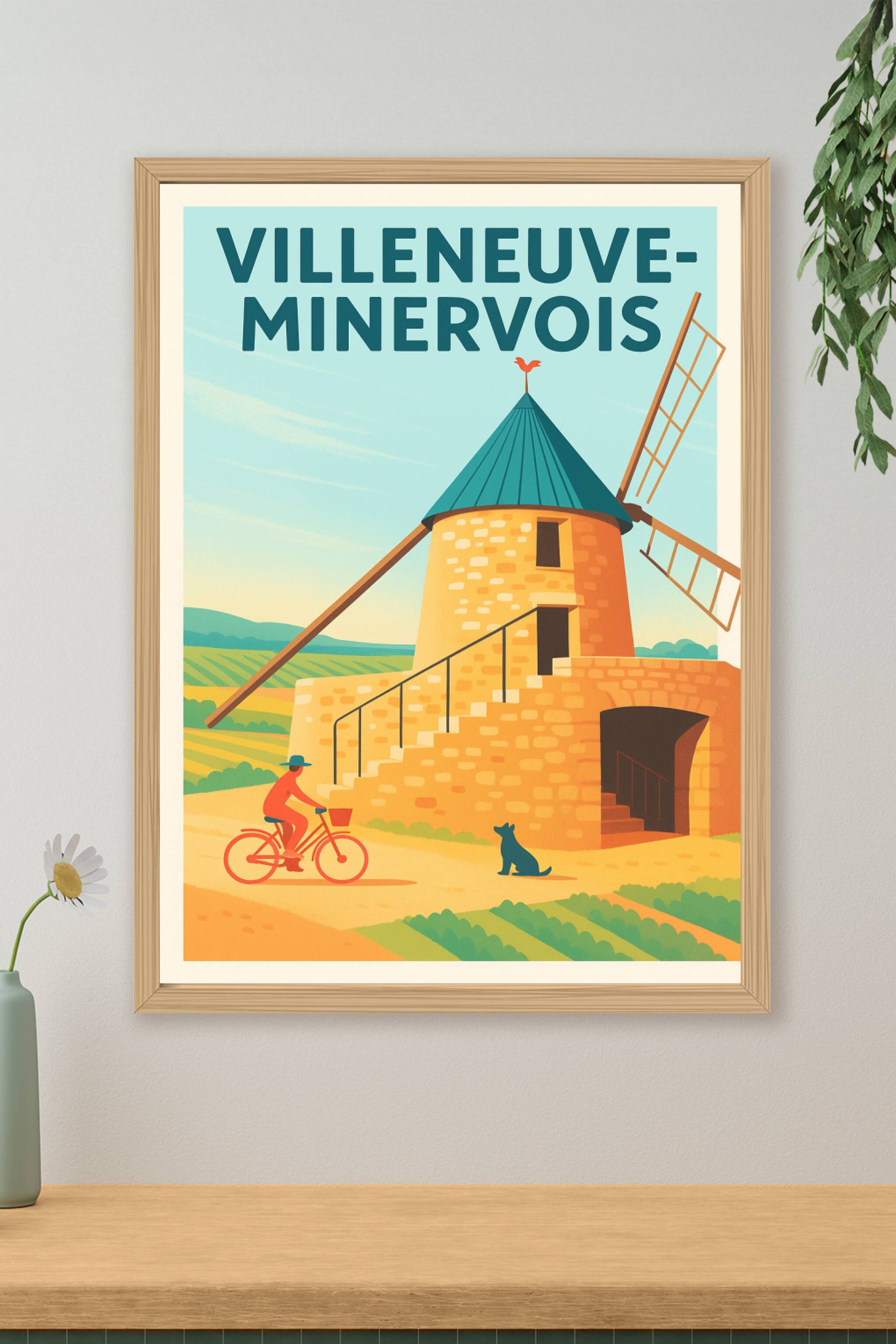 Affiche de Villeneuve-Minervois - Charme bucolique et patrimoine ensoleillé