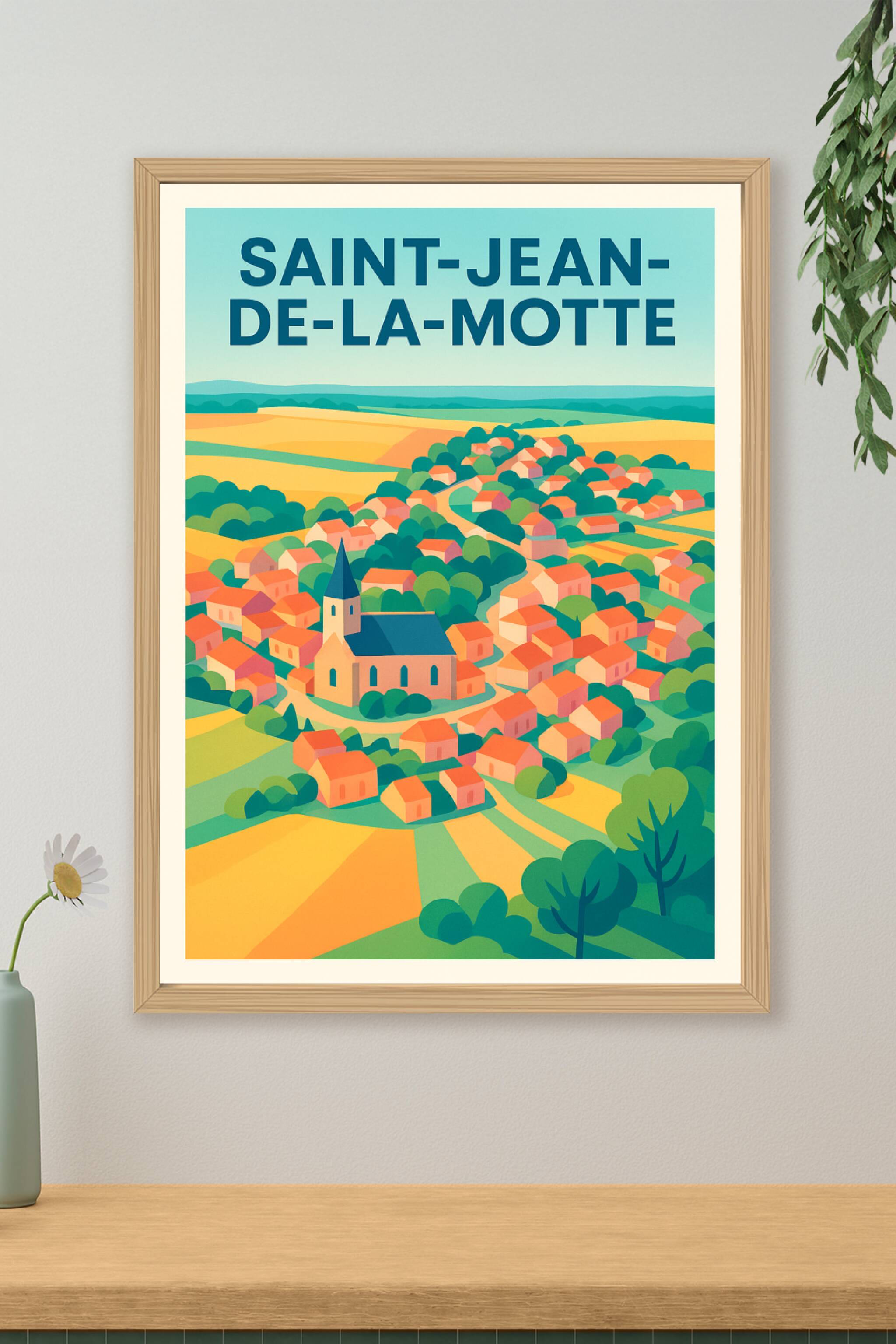 Affiche de Saint-Jean-de-la-Motte - Charme rural en couleurs éclatantes