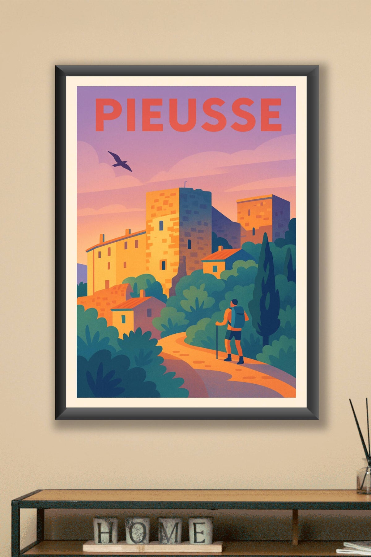 Affiche de Pieusse - Un voyage pictural à travers ses ruelles historiques