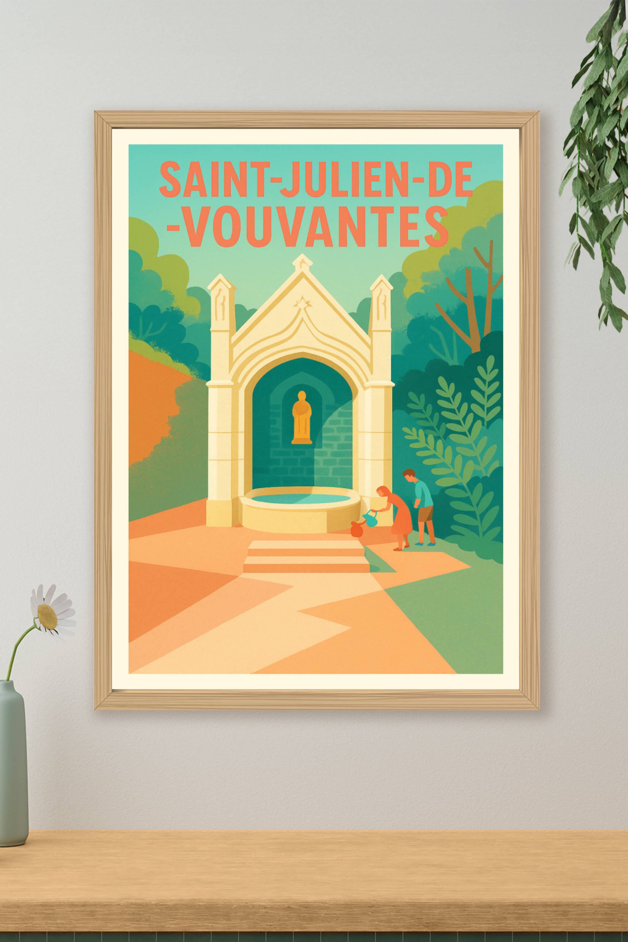 Affiche de Saint-Julien-de-Vouvantes - Charme et sérénité en illustration