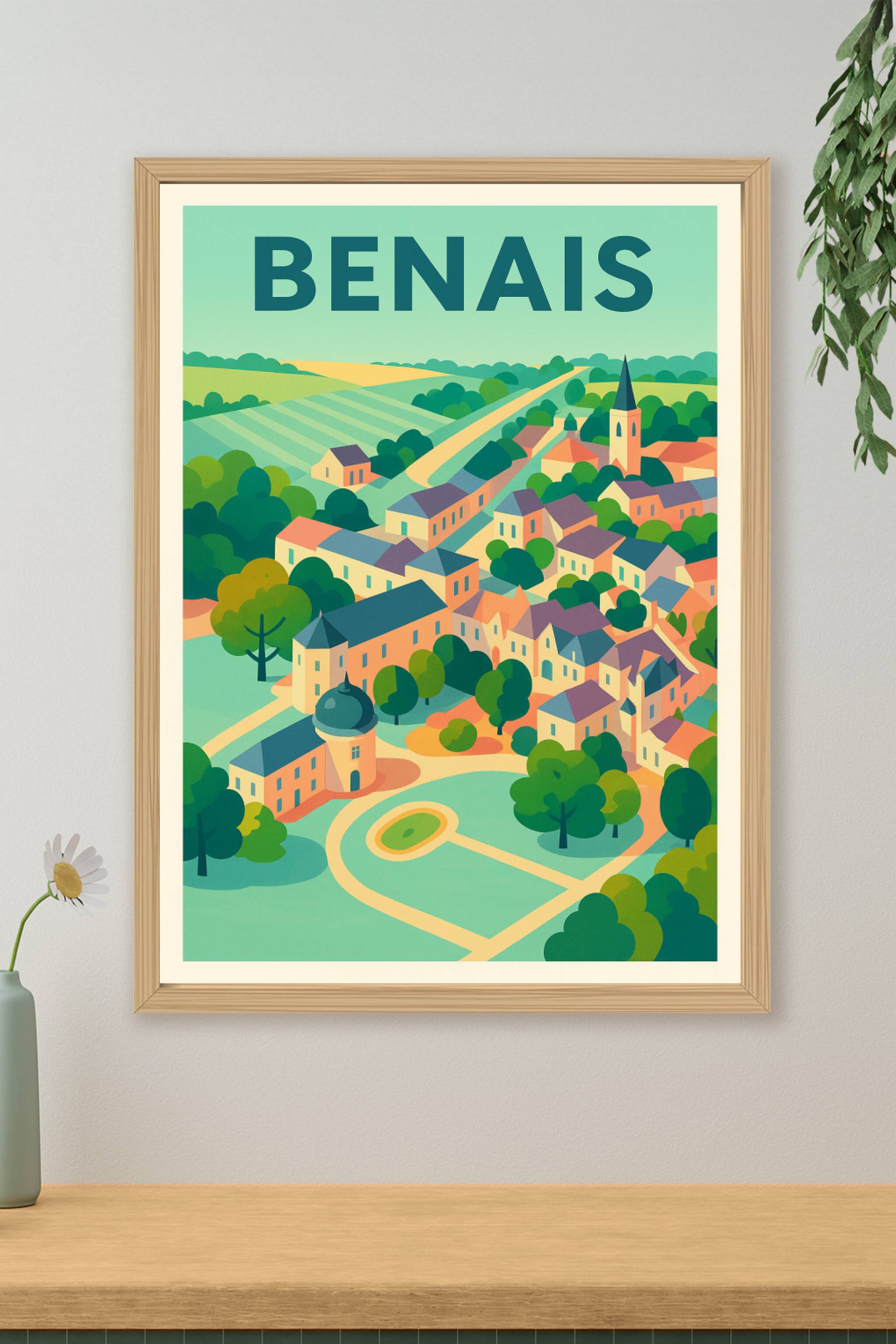 Affiche de Benais - Le charme paisible de la campagne tourangelle