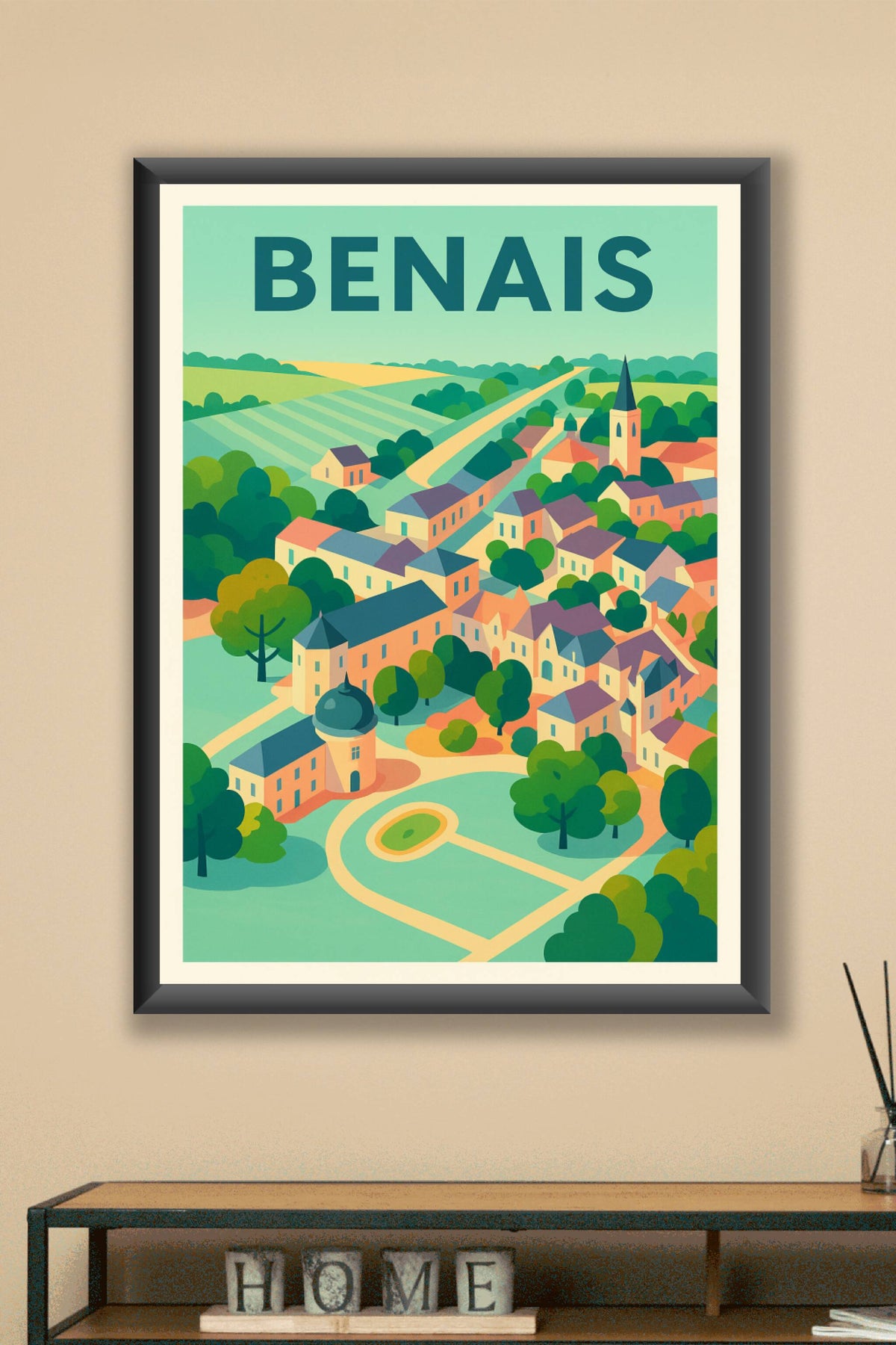 Affiche de Benais - Le charme paisible de la campagne tourangelle