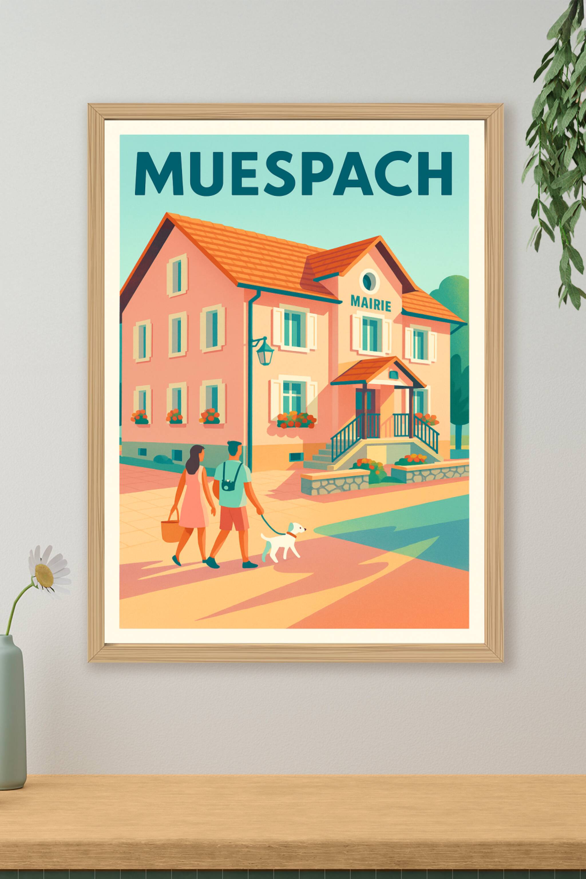 Affiche de Muespach - Promenade paisible devant la mairie