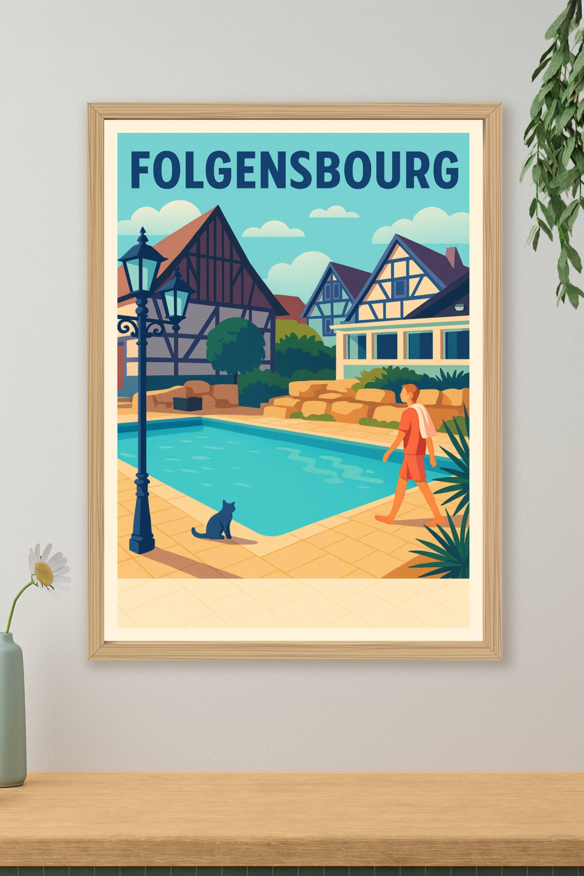 Affiche de Folgensbourg - Tranquillité au bord de la piscine alsacienne