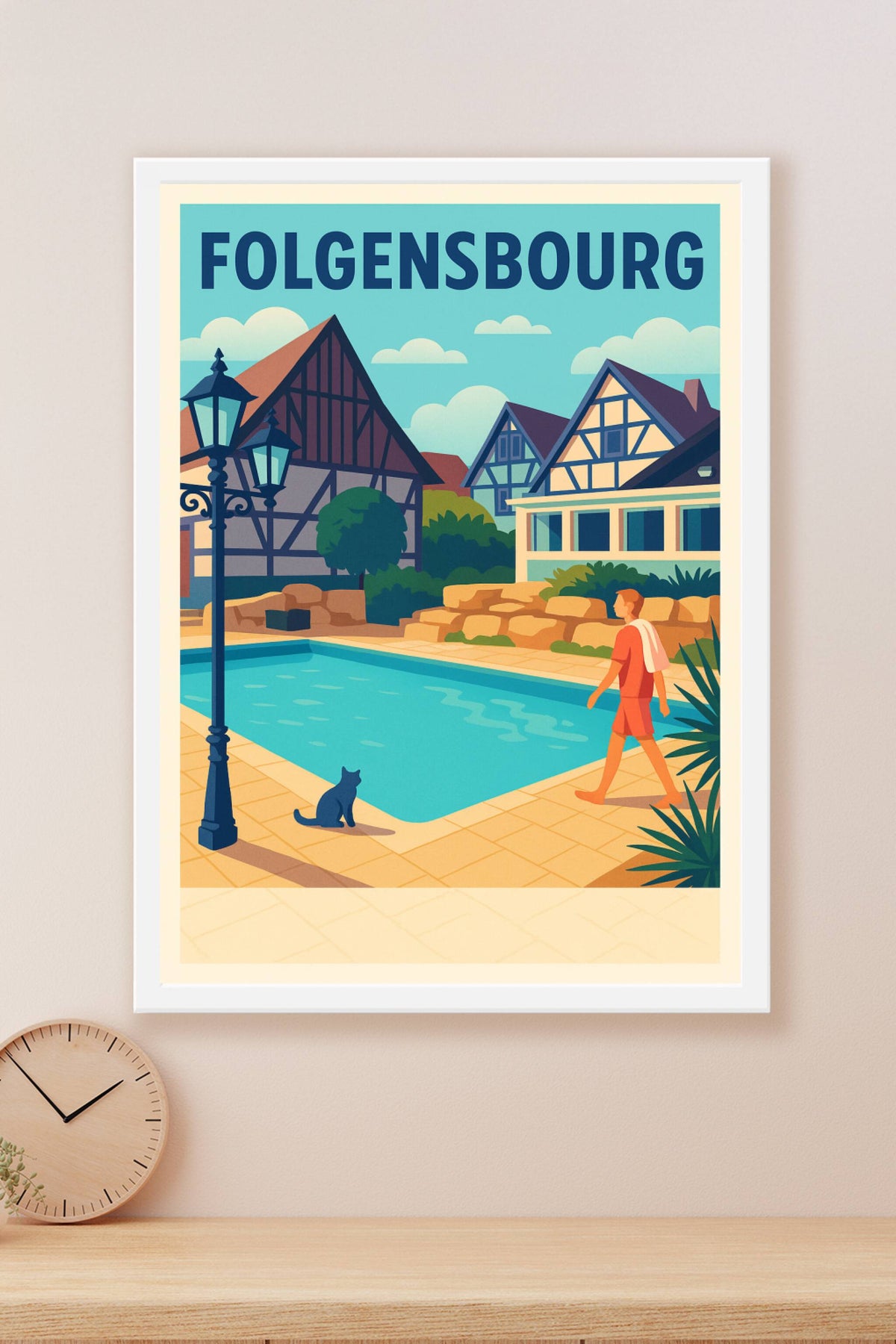 Affiche de Folgensbourg - Tranquillité au bord de la piscine alsacienne