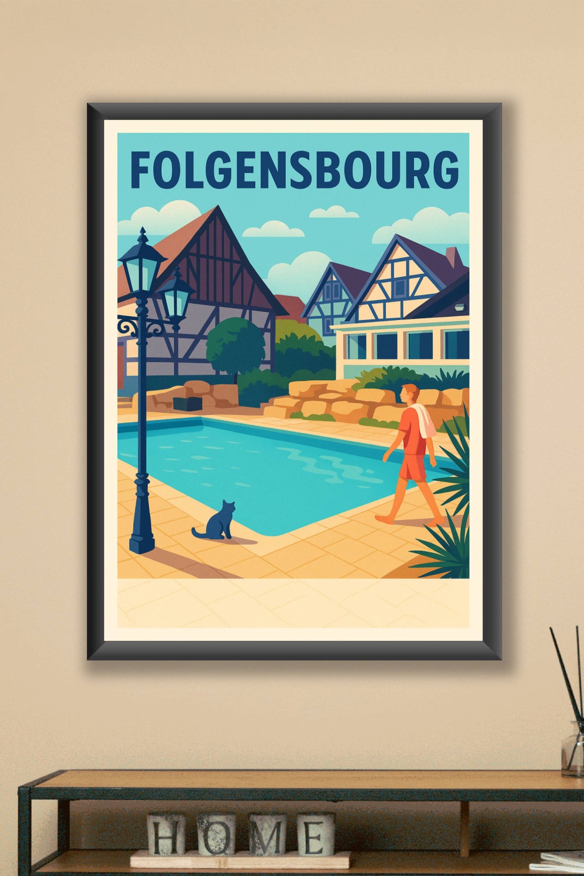 Affiche de Folgensbourg - Tranquillité au bord de la piscine alsacienne