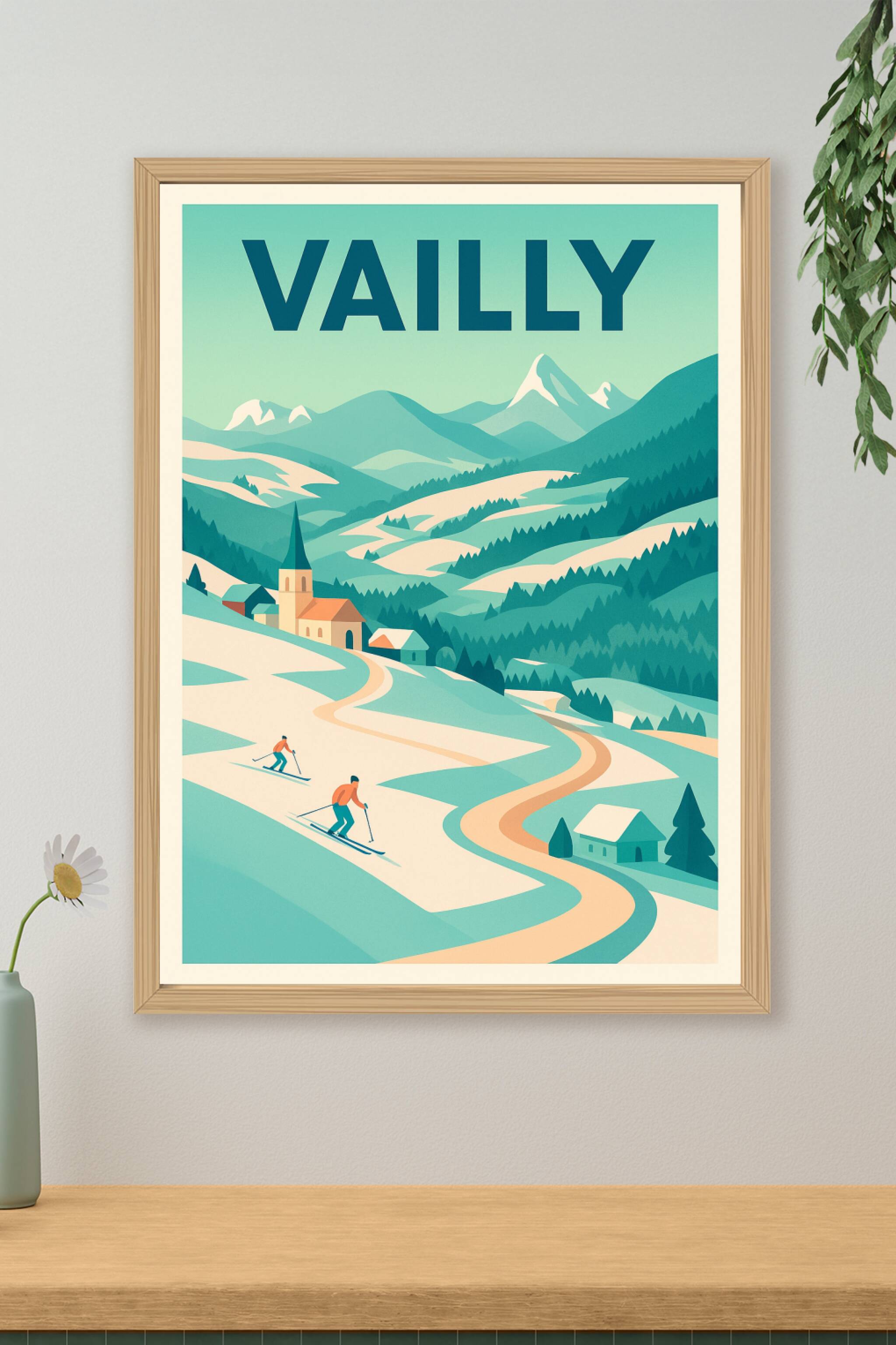 Affiche de Vailly - Esprit Montagnard et Pistes Enneigées