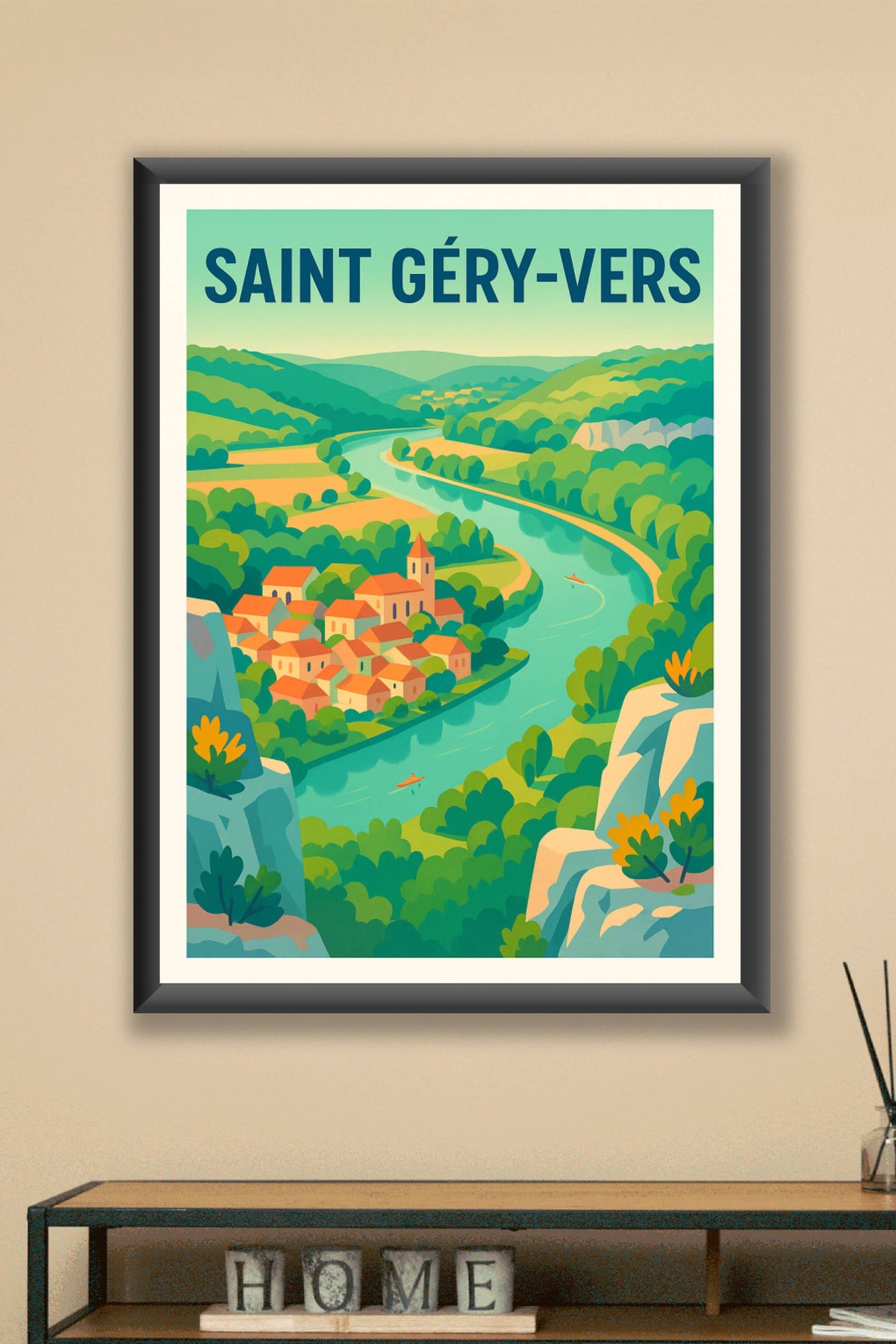 Affiche de Saint Géry-Vers - Harmonie naturelle au fil de la rivière