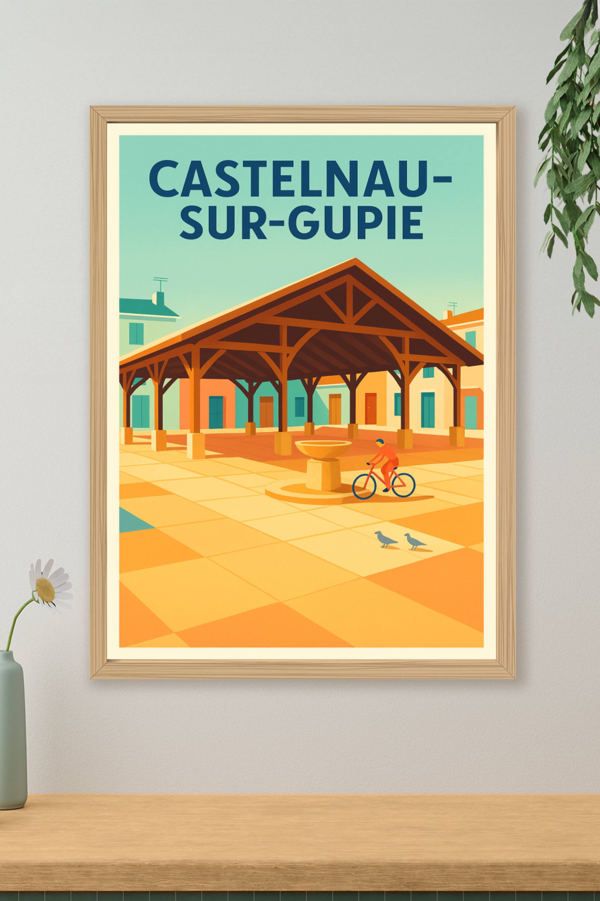 Affiche de Castelnau-sur-Gupie - Charme et douceur de la place centrale